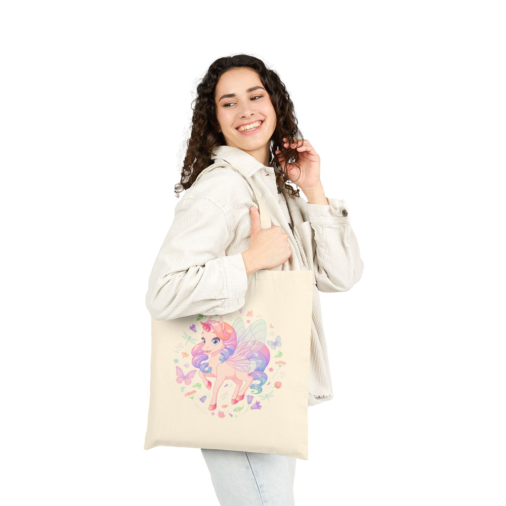 Cute Magical Unicorn Tote Bag — Pastel Rainbow Magical Cotton Canvas Shopper