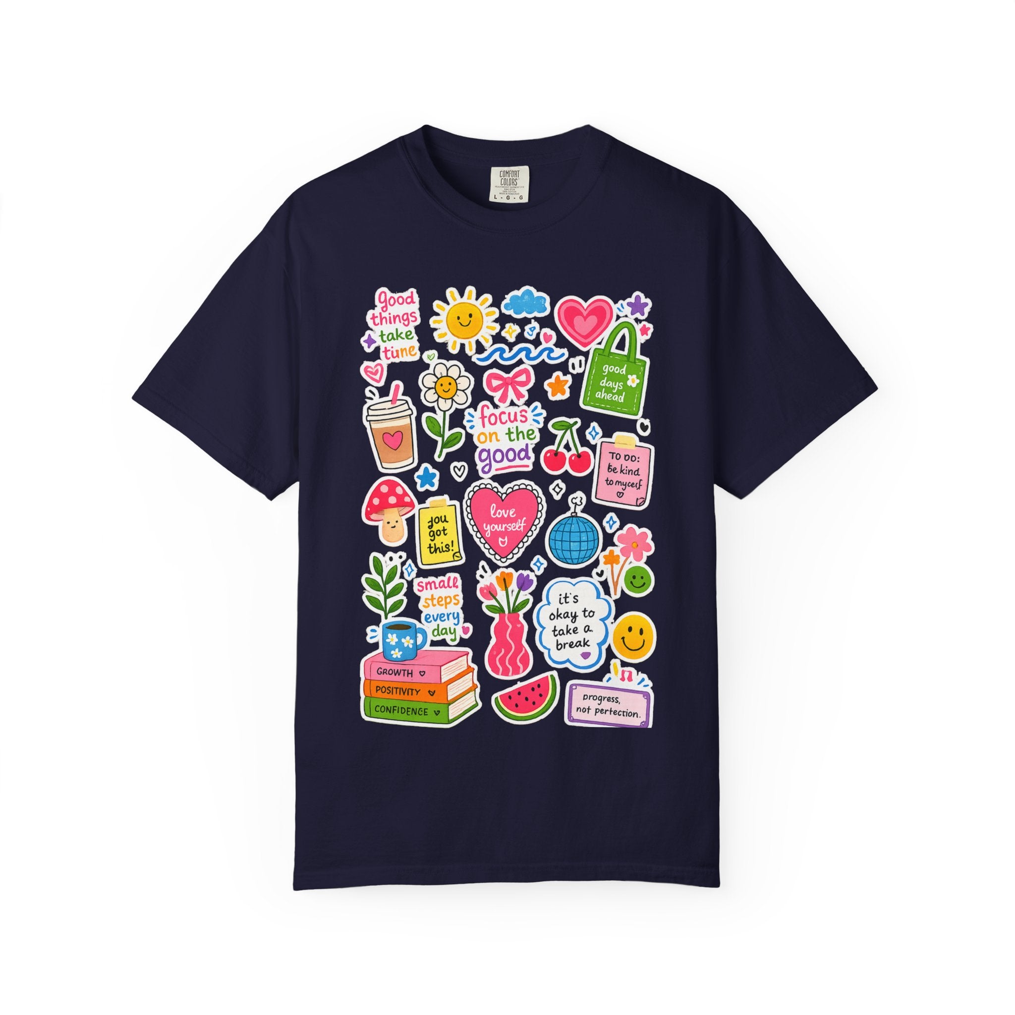 Positive Doodles Graphic T-Shirt — "Focus on the Good" Inspirational Tee