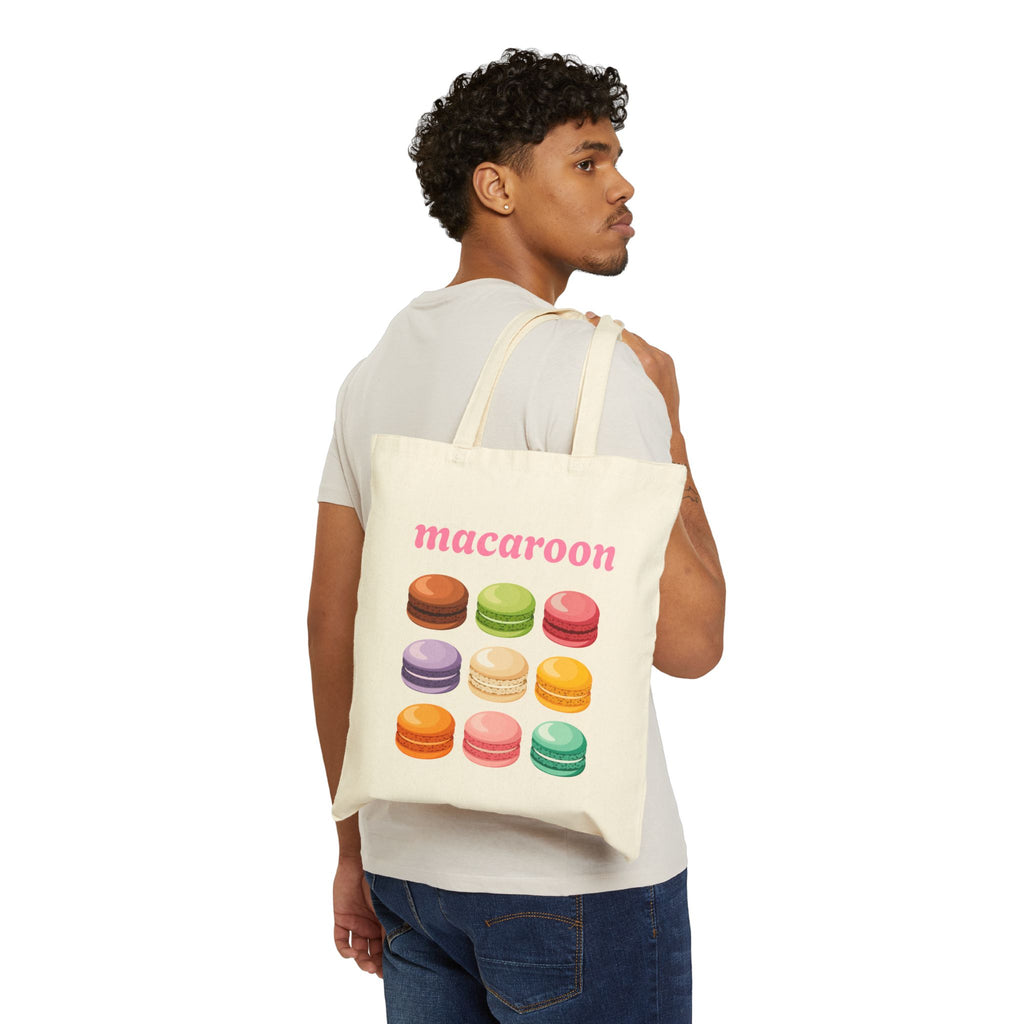 Colorful Macaron Cotton Canvas Tote Bag — Macaroon Pattern Shopper