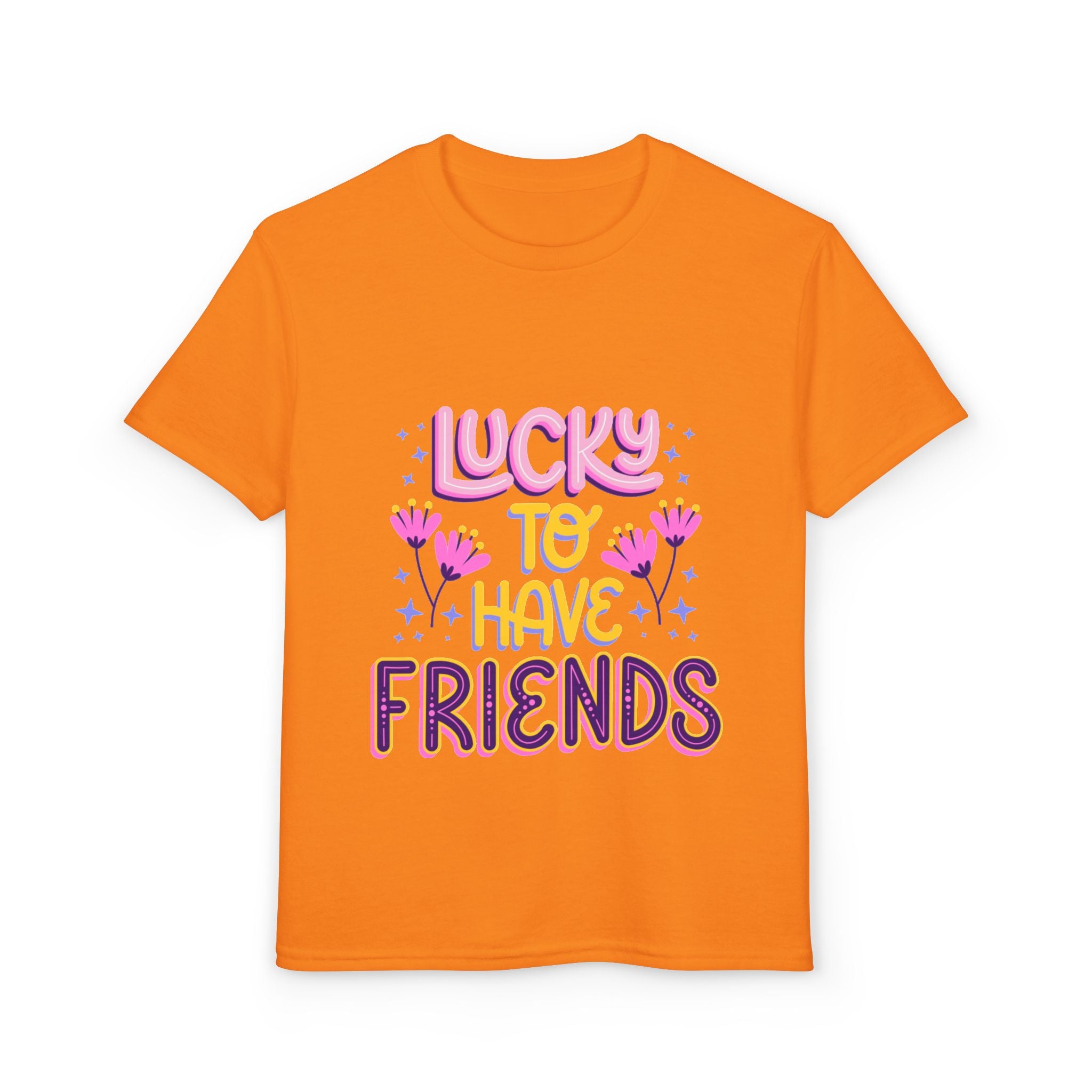 Youth T-Shirt — "Lucky to Have Friends" Cute Floral Friendship Tee