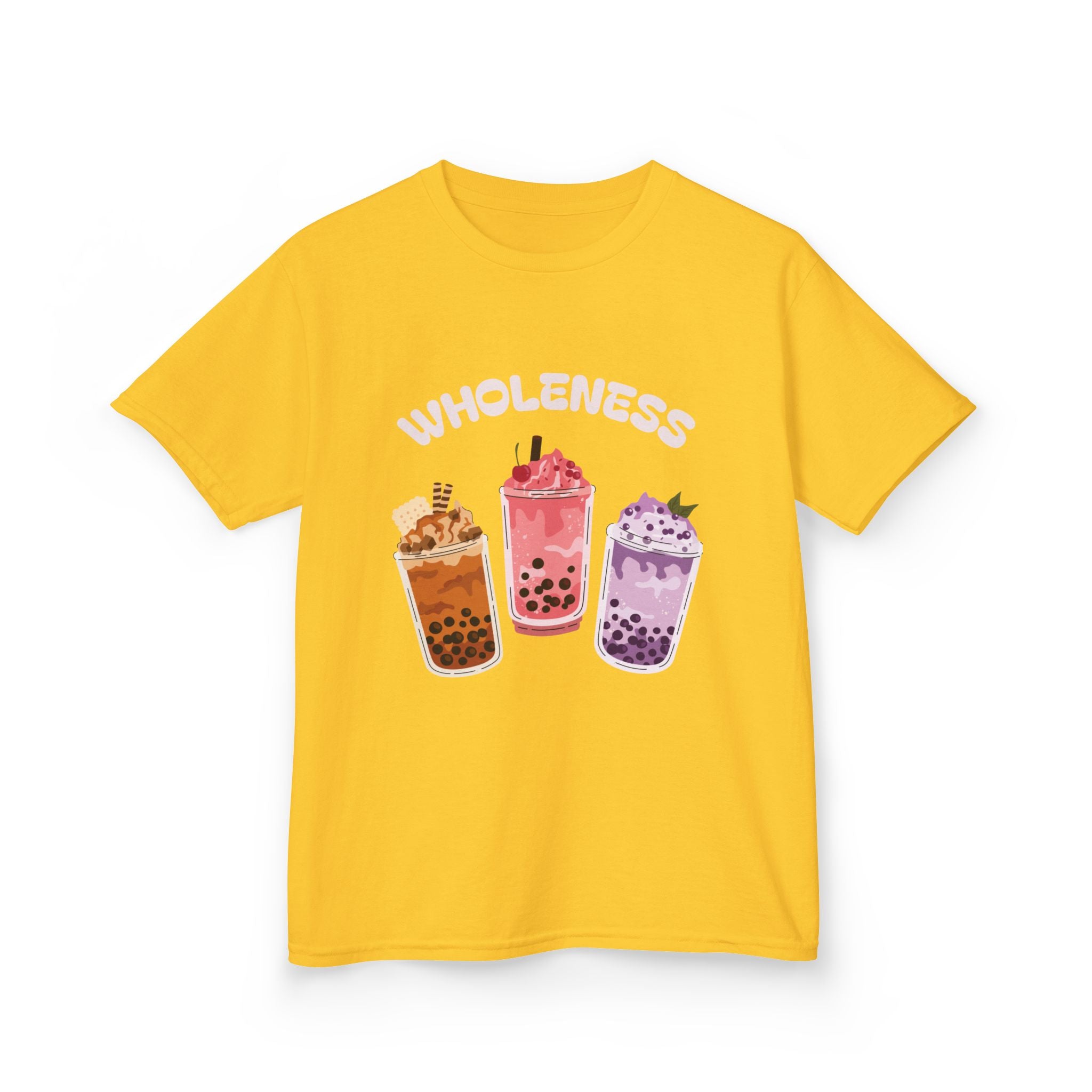 Youth Comfortable Boba Tea "WHOLENESS" Printed T-shirt