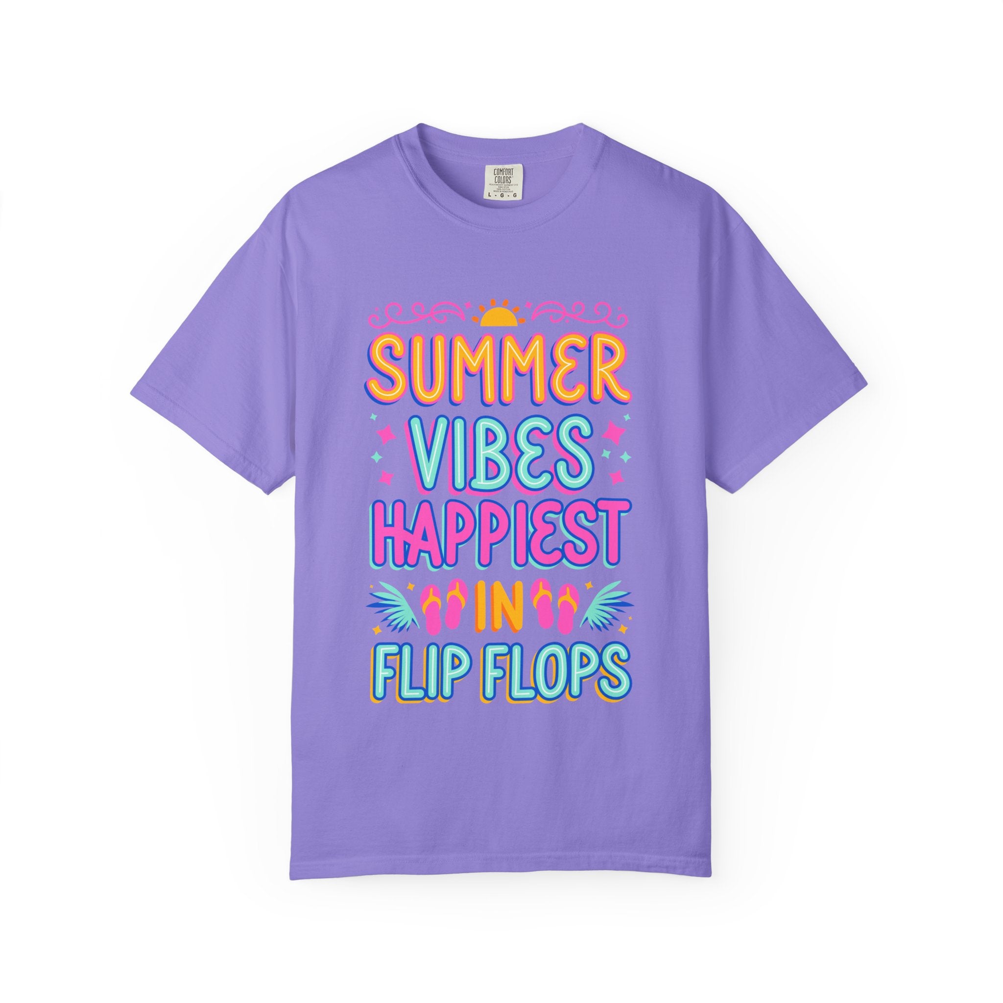 Summer Vibes Happiest in Flip Flops Text Printed Unisex T-Shirt