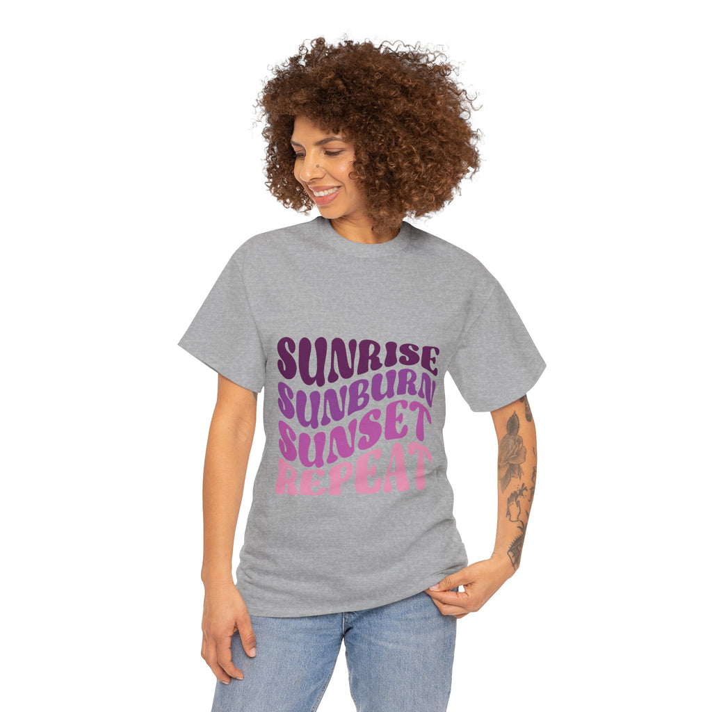 Sunrise Sunburn Sunset Repeat Retro Beach Tee