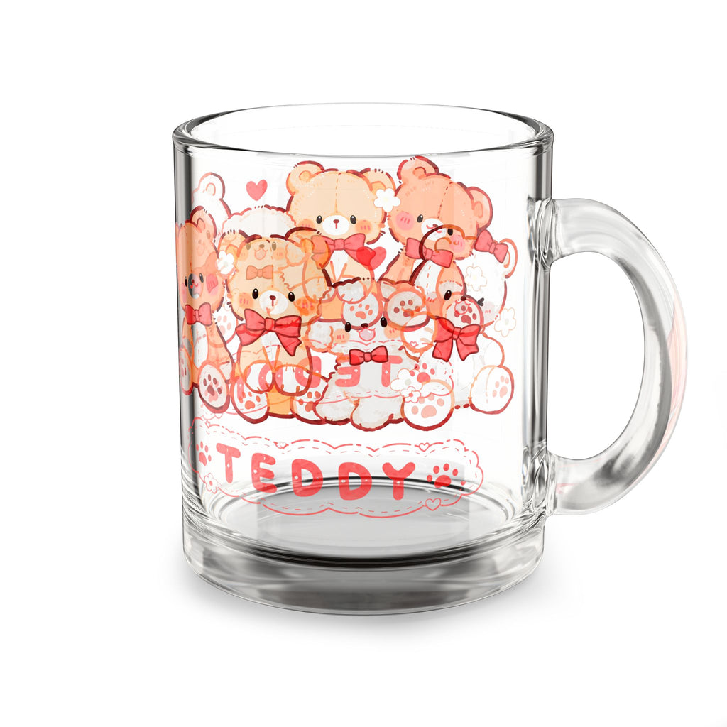 Cute Teddy Bears 10oz Glass Mug — Kawaii Gift for Kids & Tea Lovers