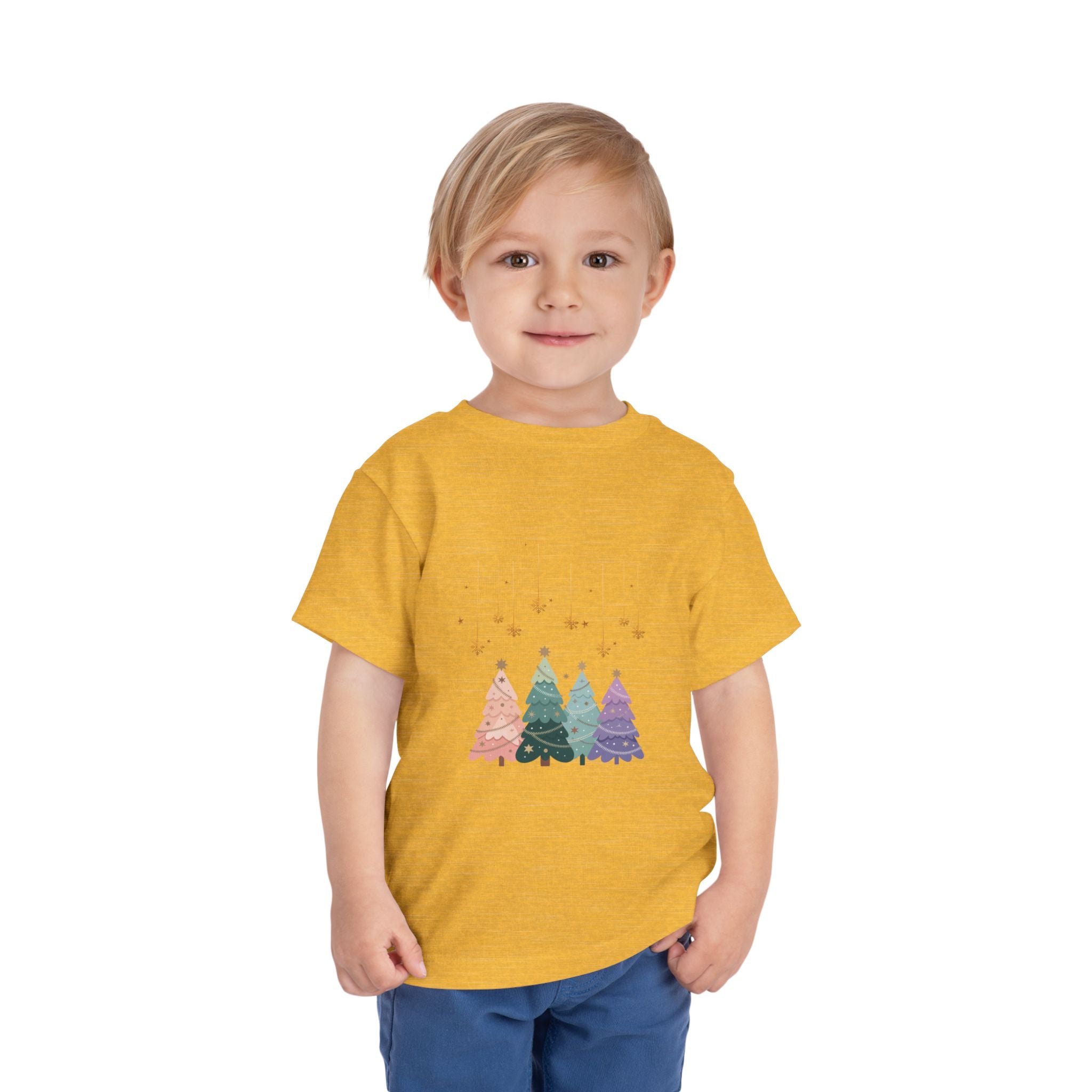 Toddler Tee — Pastel Rainbow Christmas Trees Holiday Shirt