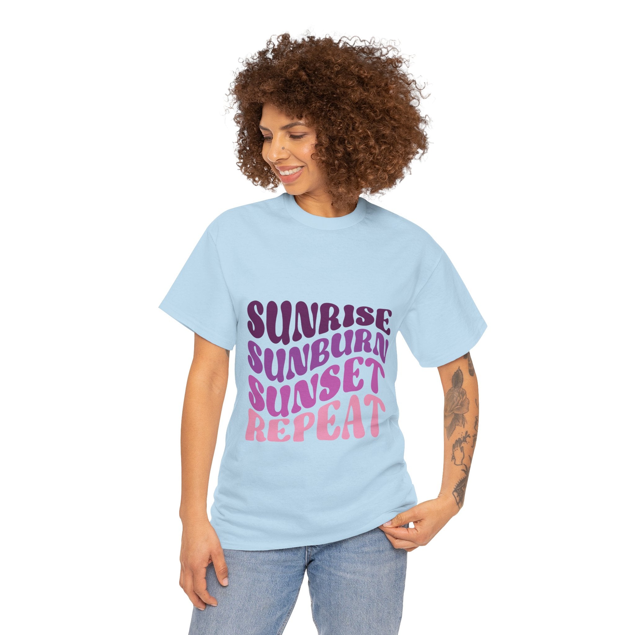 Sunrise Sunburn Sunset Repeat Retro Beach Tee