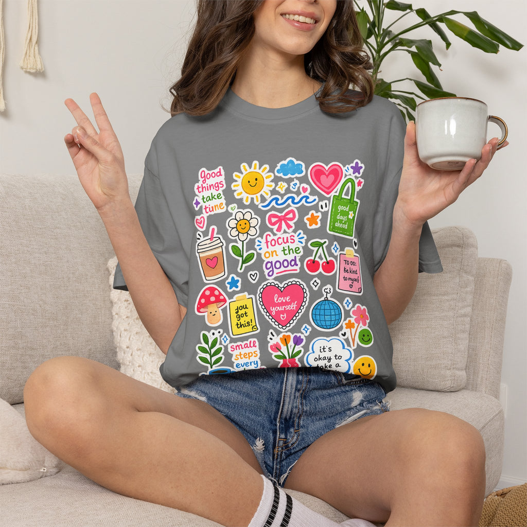 Positive Doodles Graphic T-Shirt — "Focus on the Good" Inspirational Tee