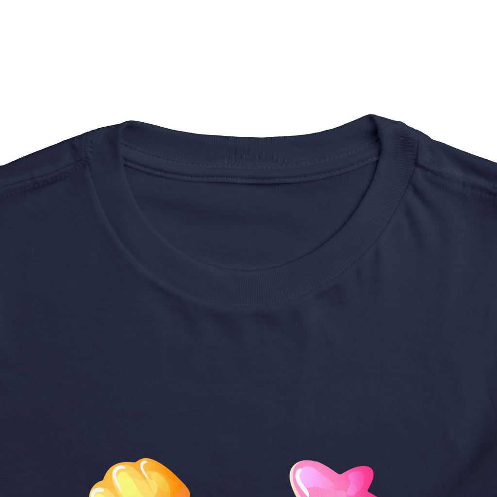 Toddler Candy Shapes Tee — Colorful Candy Heart Star Graphic Shirt for Kids