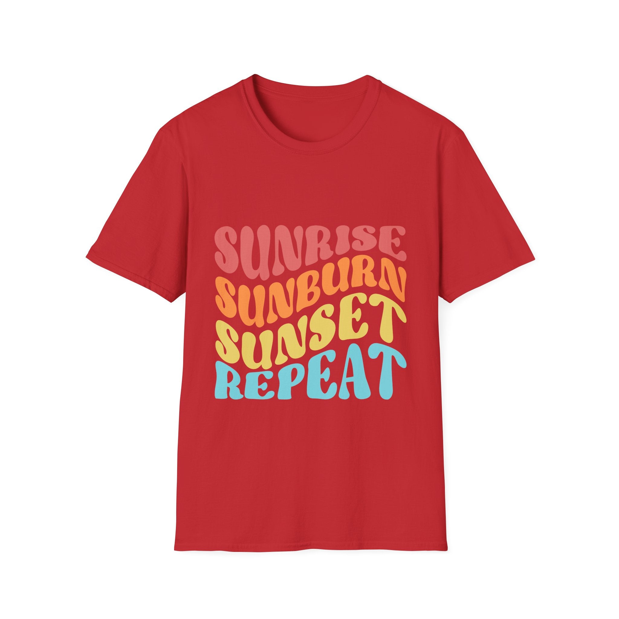 Sunrise Sunburn Sunset Repeat Text Printed T-Shirt