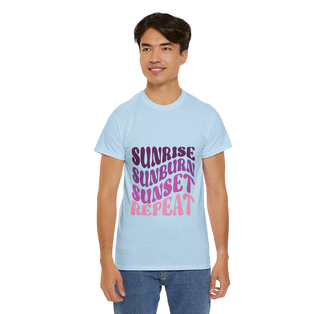 Sunrise Sunburn Sunset Repeat Retro Beach Tee