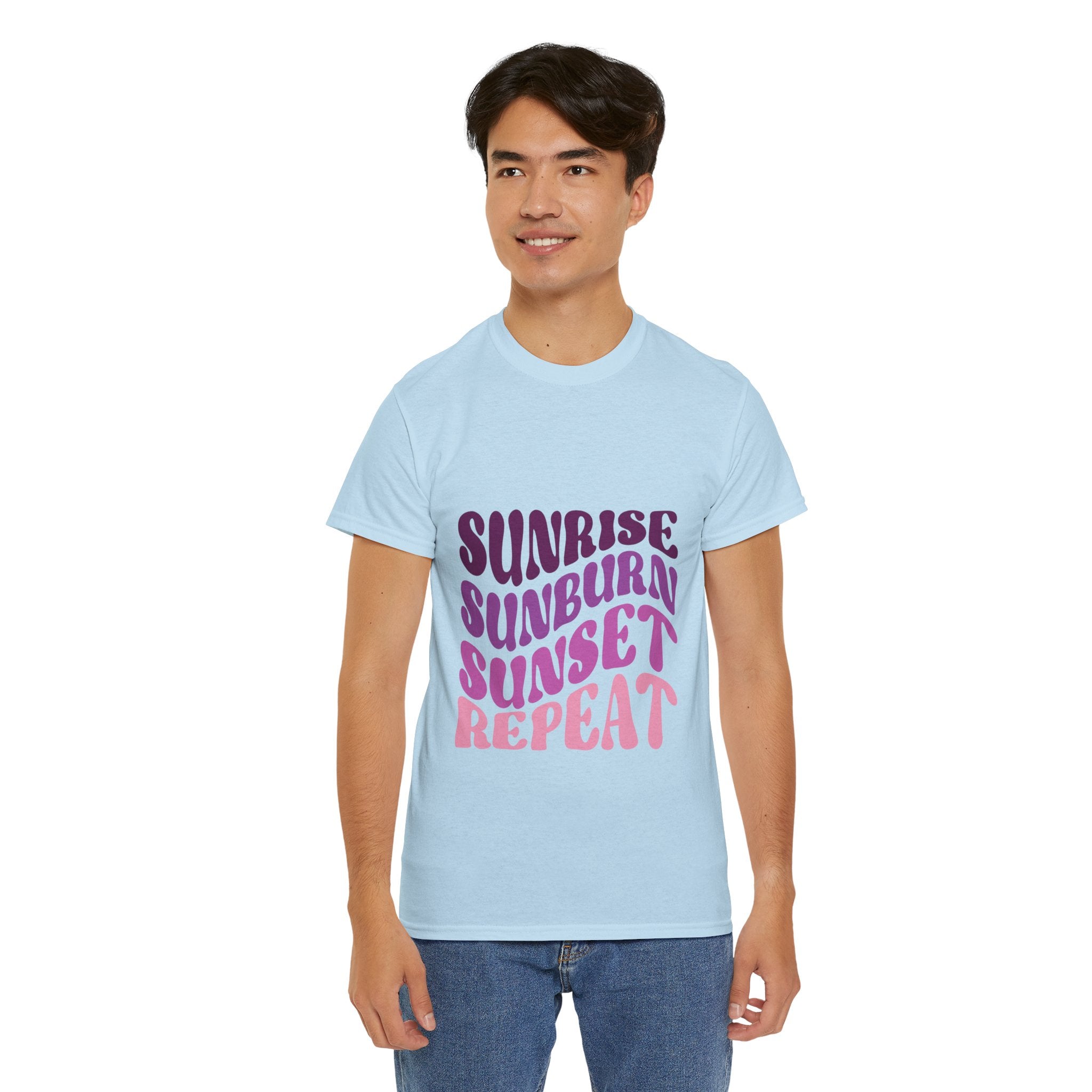 Sunrise Sunburn Sunset Repeat Retro Beach Tee