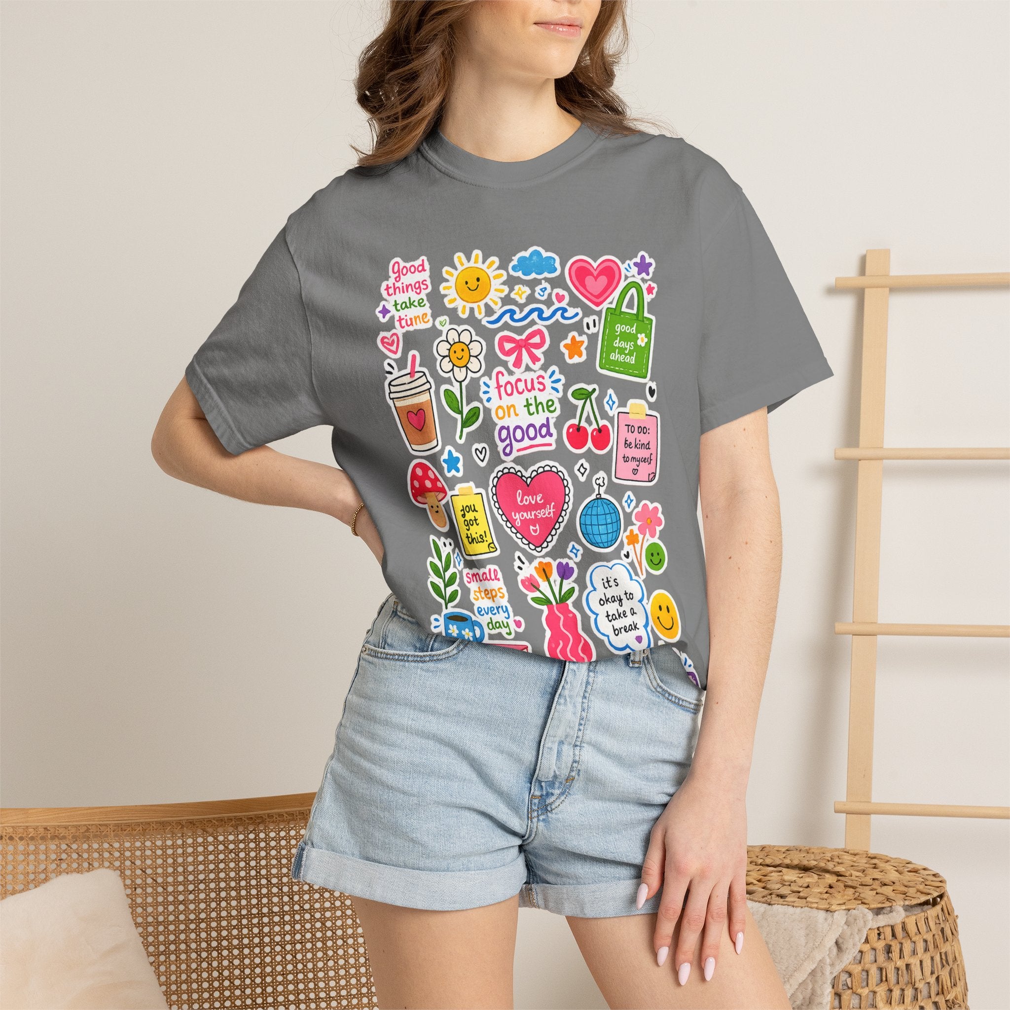 Positive Doodles Graphic T-Shirt — "Focus on the Good" Inspirational Tee