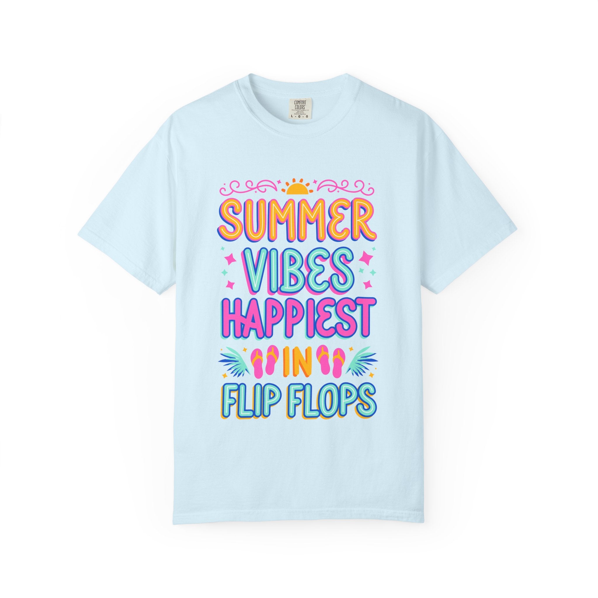 Summer Vibes Happiest in Flip Flops Text Printed Unisex T-Shirt