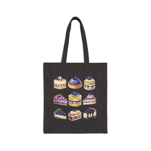 Blueberry Dessert Canvas Tote Bag — Cute Pastry Grocery Shopper Tote