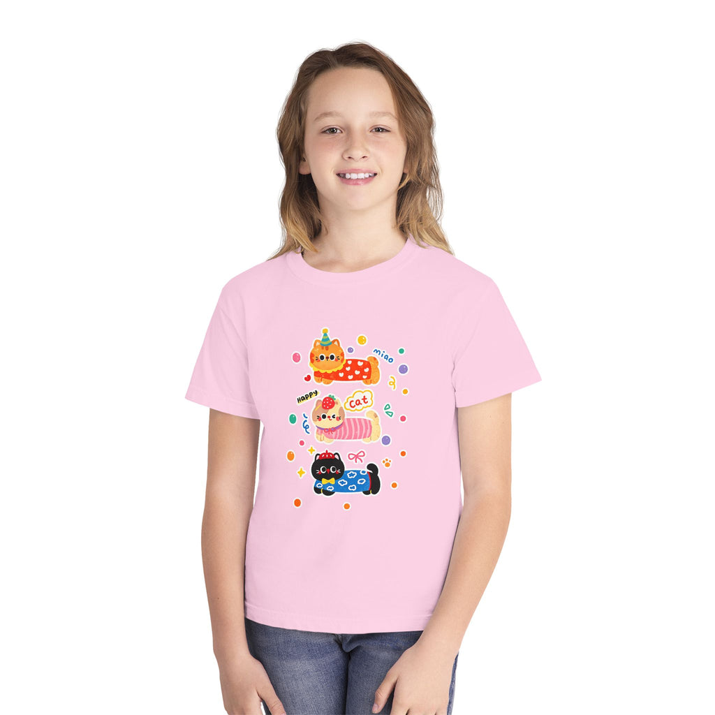 Cute Stacked Cat Donuts Youth Tee — Mint Kids T-Shirt