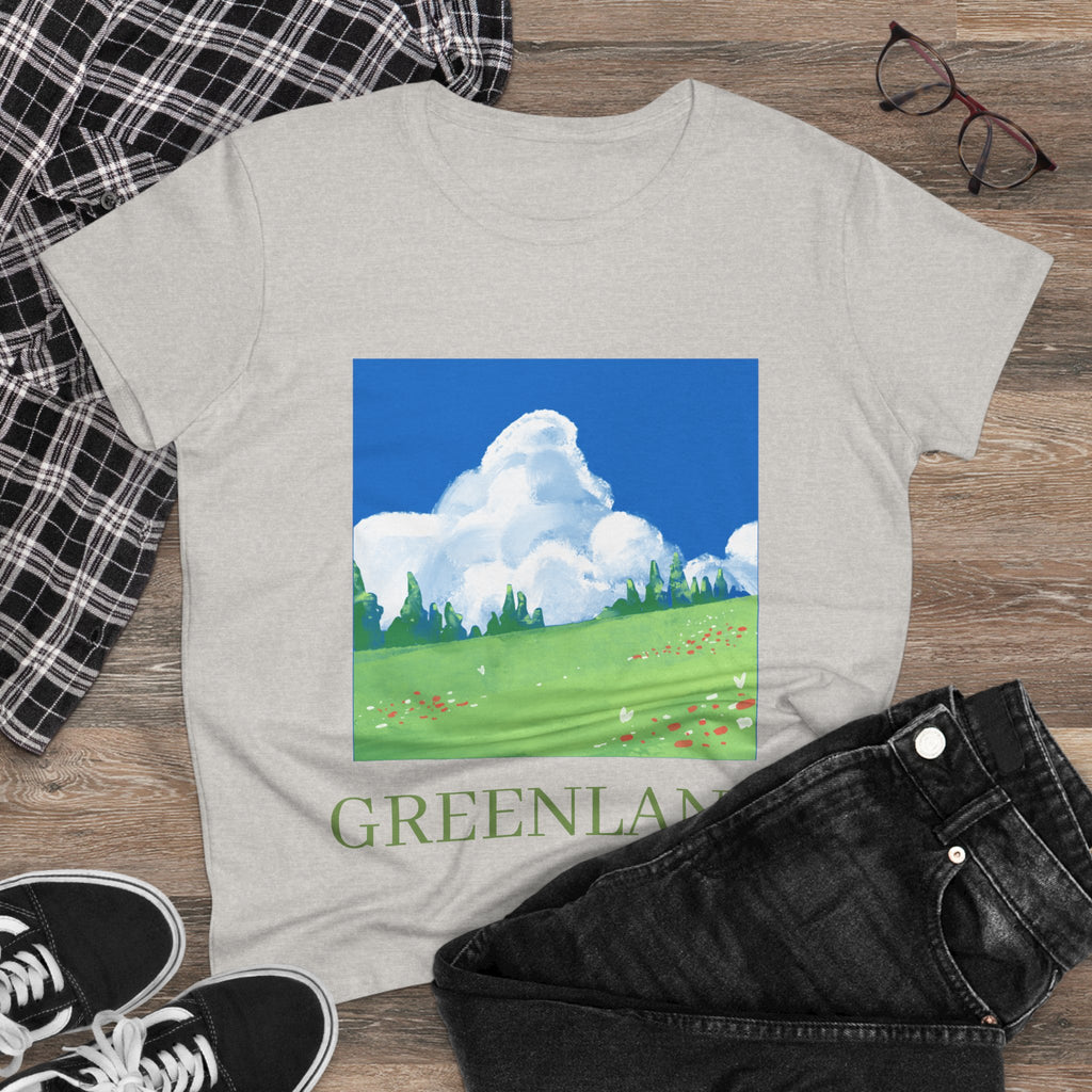 Greenland Scenic Tee — Pastel Meadow Graphic T‑Shirt