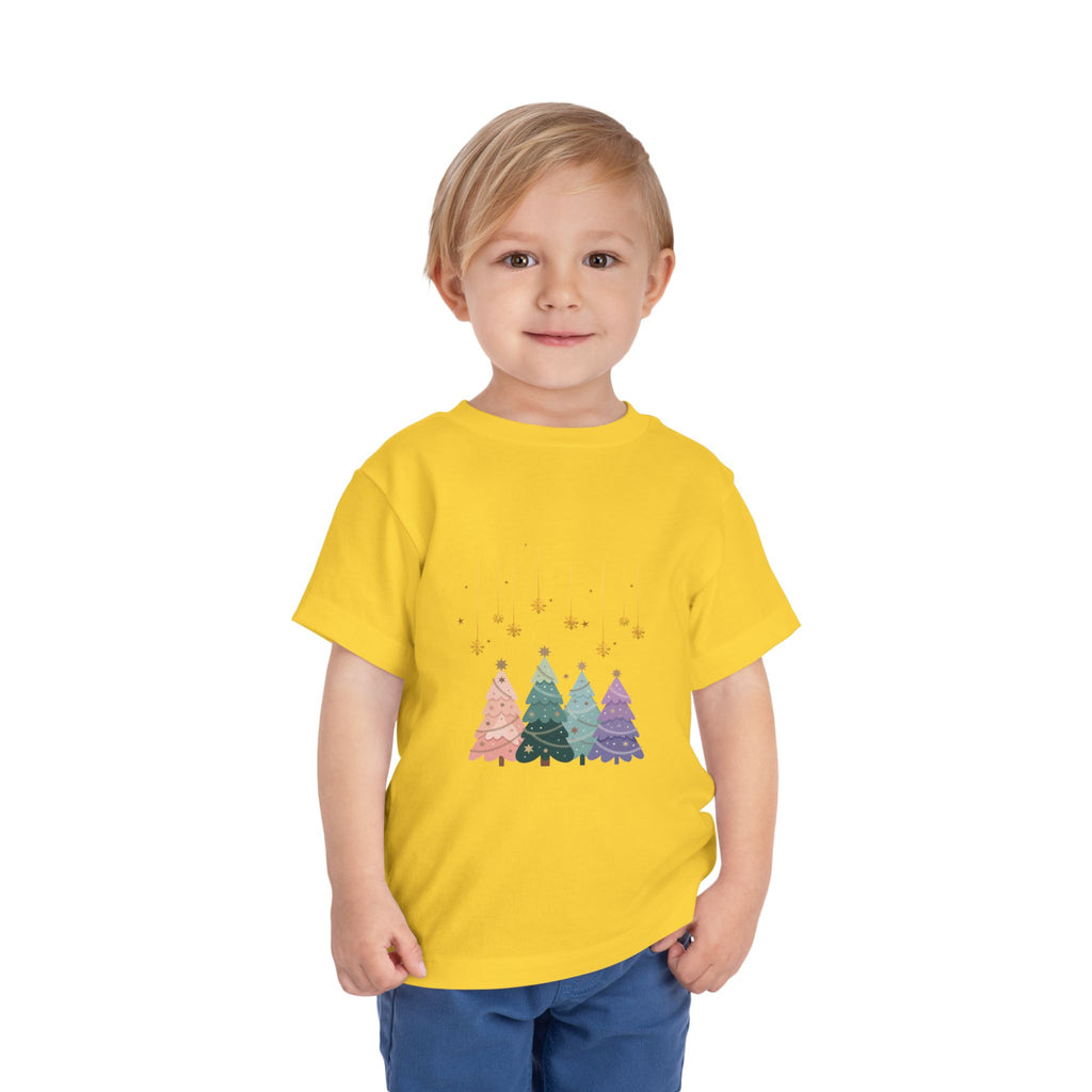 Toddler Tee — Pastel Rainbow Christmas Trees Holiday Shirt