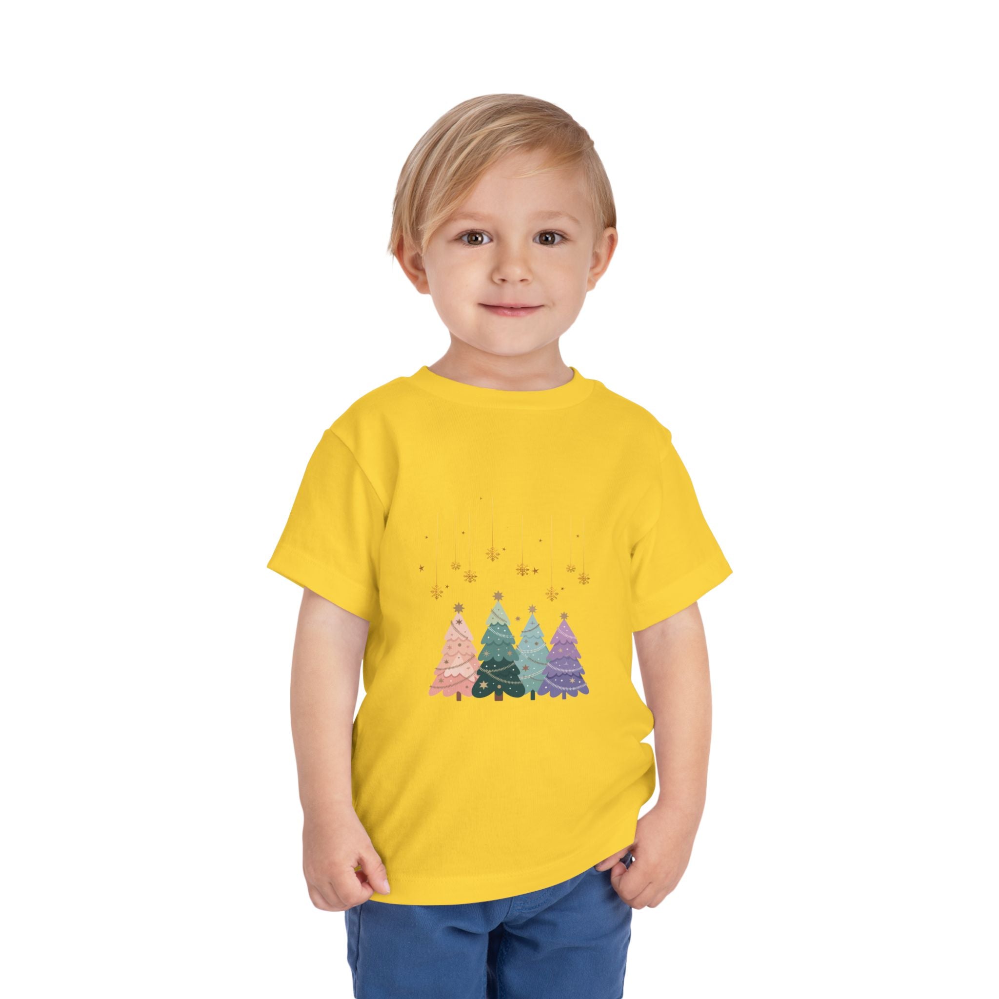 Toddler Tee — Pastel Rainbow Christmas Trees Holiday Shirt