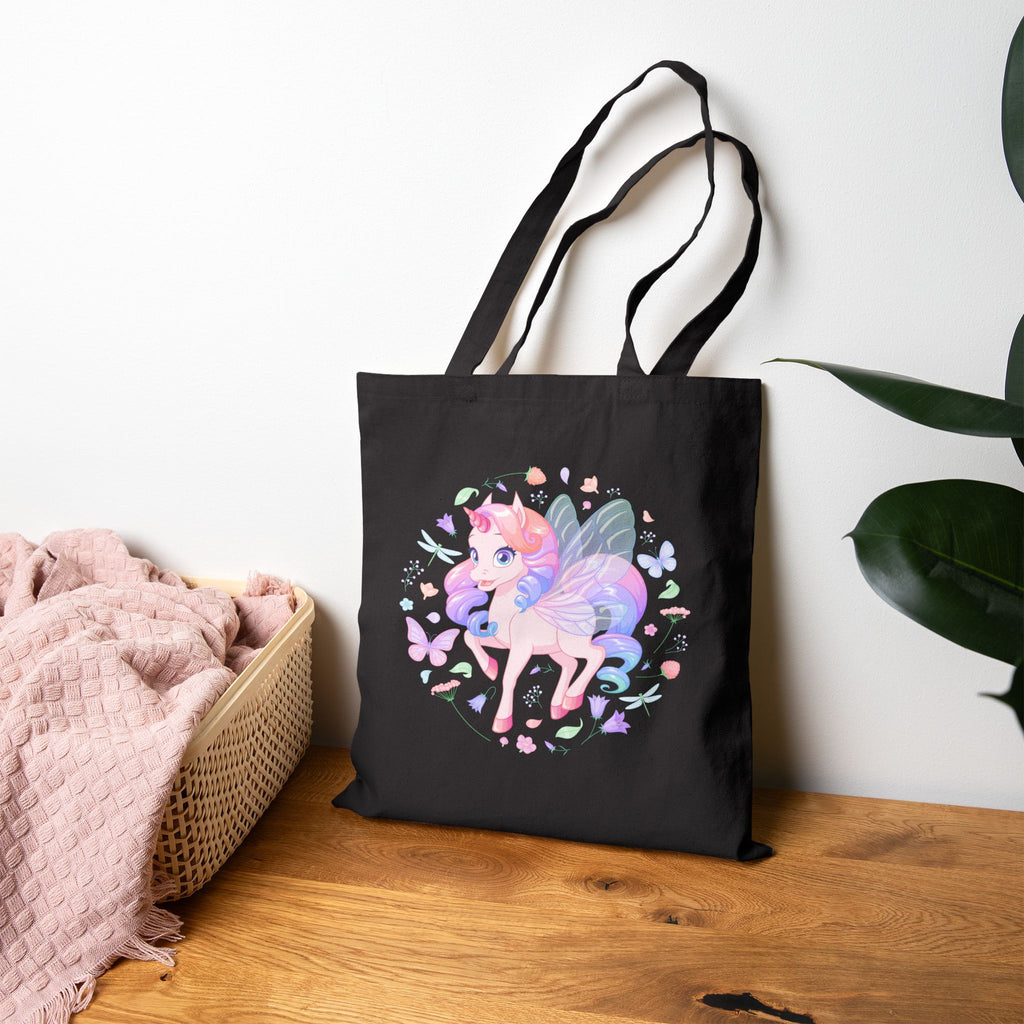 Cute Magical Unicorn Tote Bag — Pastel Rainbow Magical Cotton Canvas Shopper