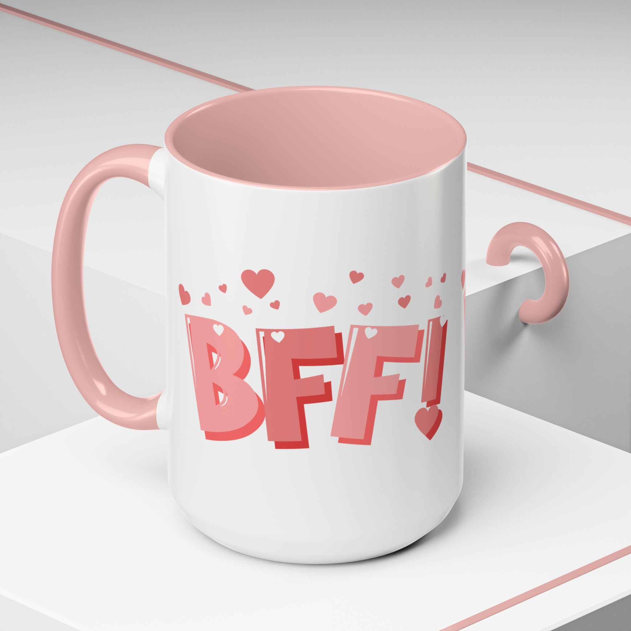 BFF! Pink Accent Coffee Mug — Best Friend Valentine Gift (11/15oz)