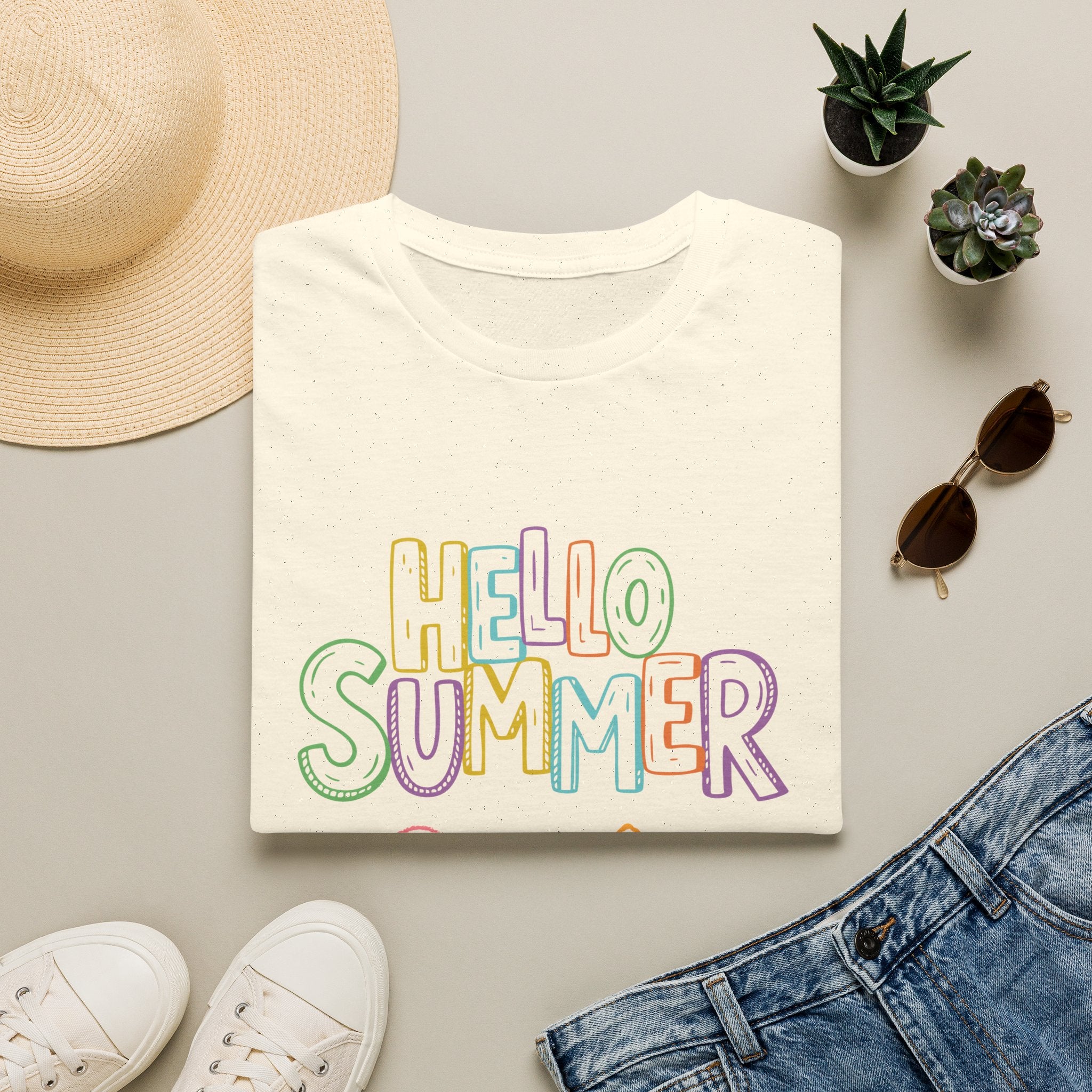 Hello Summer T-Shirt — Pastel Beach Vibes Graphic Tee
