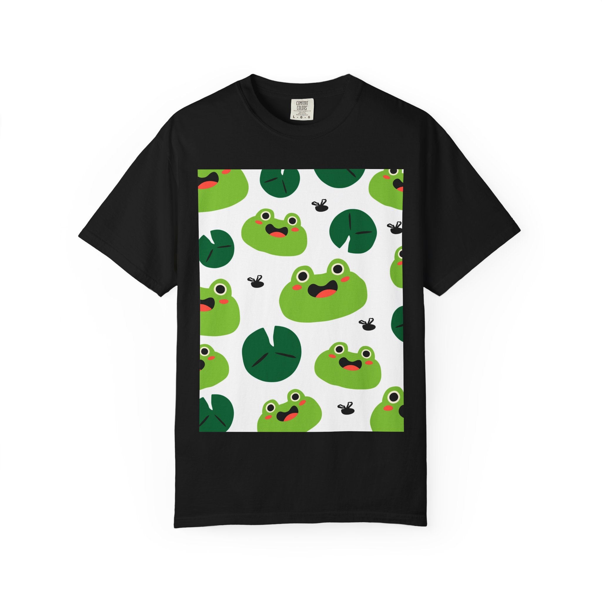Frog Pattern T-Shirt — Cute Lily Pad Frogs Graphic Tee