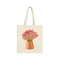 Floral Basket Tote Bag — Pink Wildflower Cotton Canvas Tote