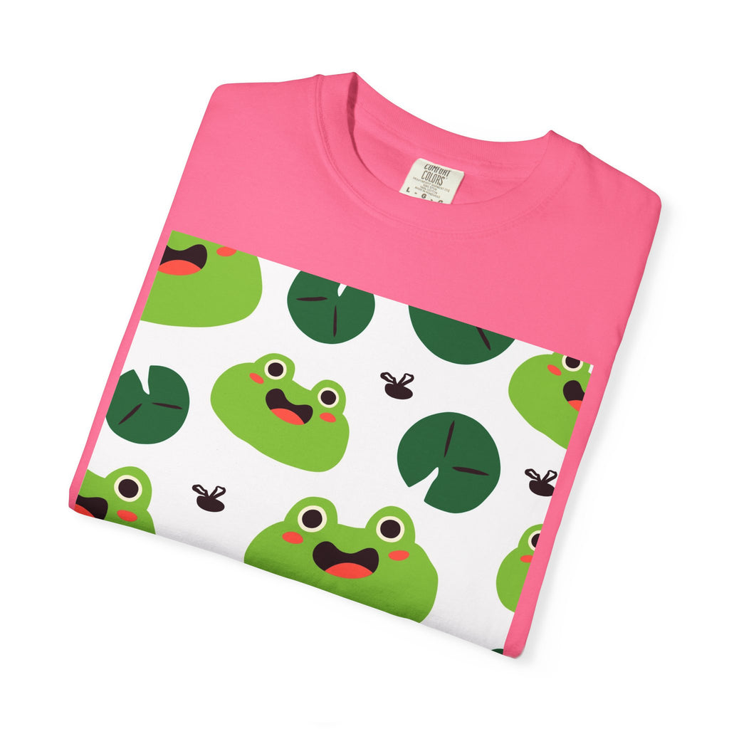 Frog Pattern T-Shirt — Cute Lily Pad Frogs Graphic Tee