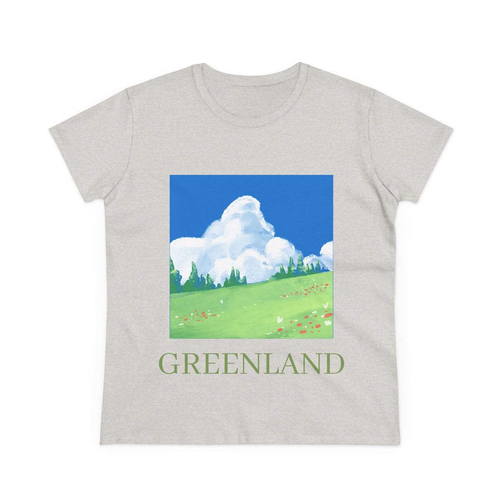Greenland Scenic Tee — Pastel Meadow Graphic T‑Shirt