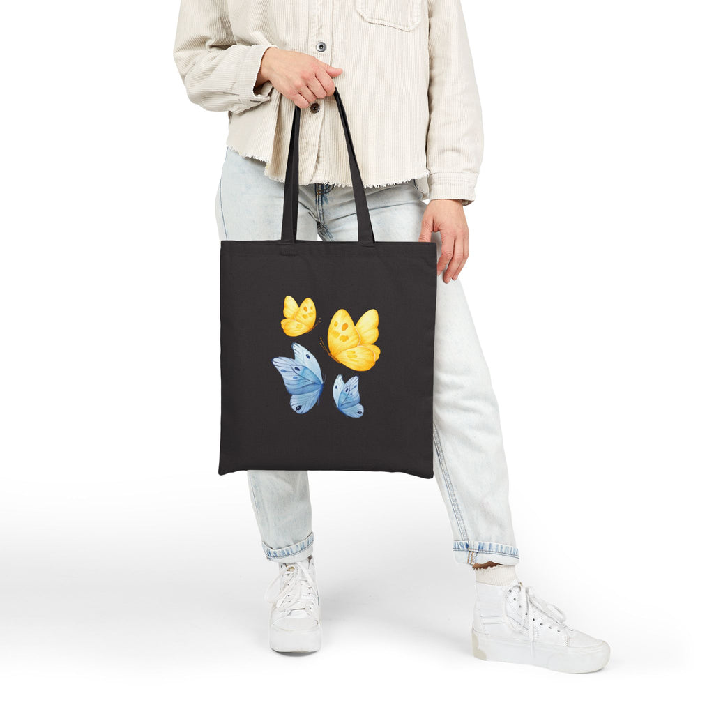 Butterfly Watercolor Tote Bag — Yellow & Blue Canvas Shopper