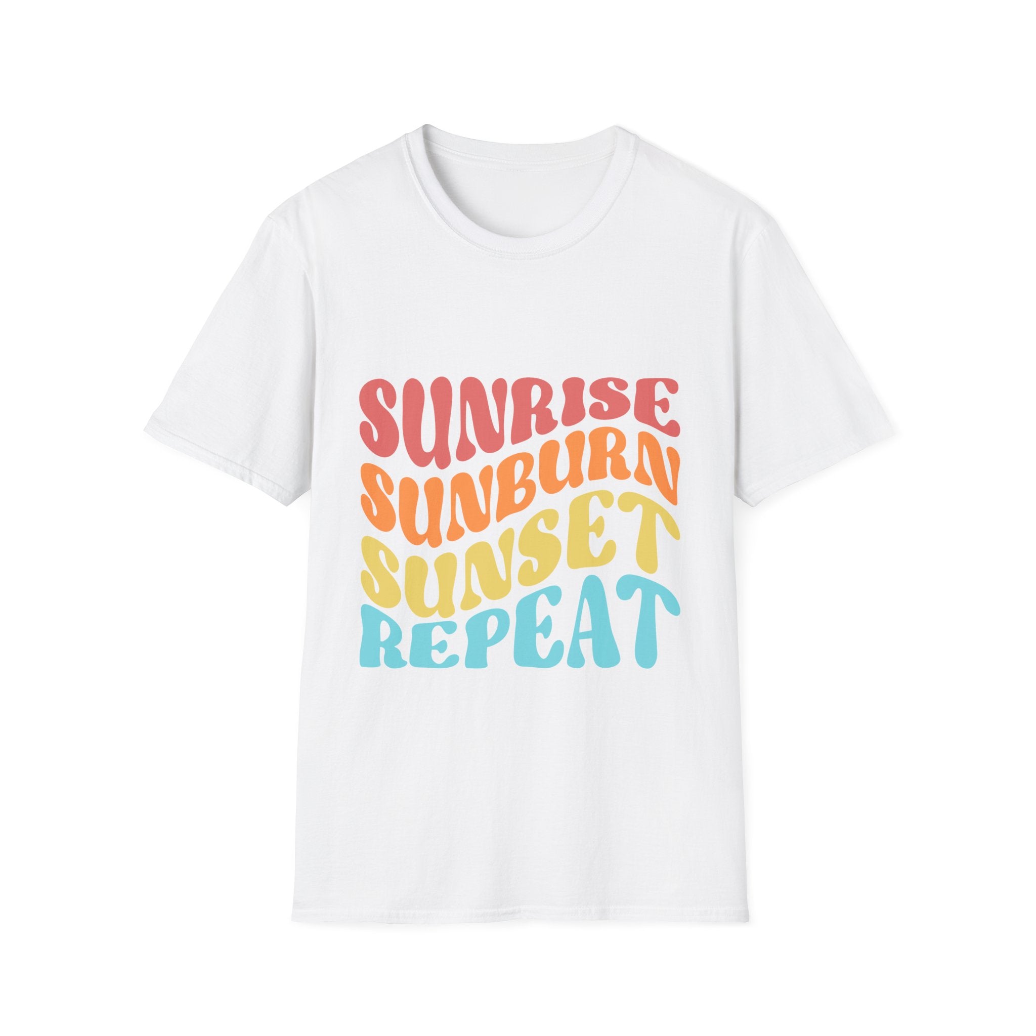 Sunrise Sunburn Sunset Repeat Text Printed T-Shirt