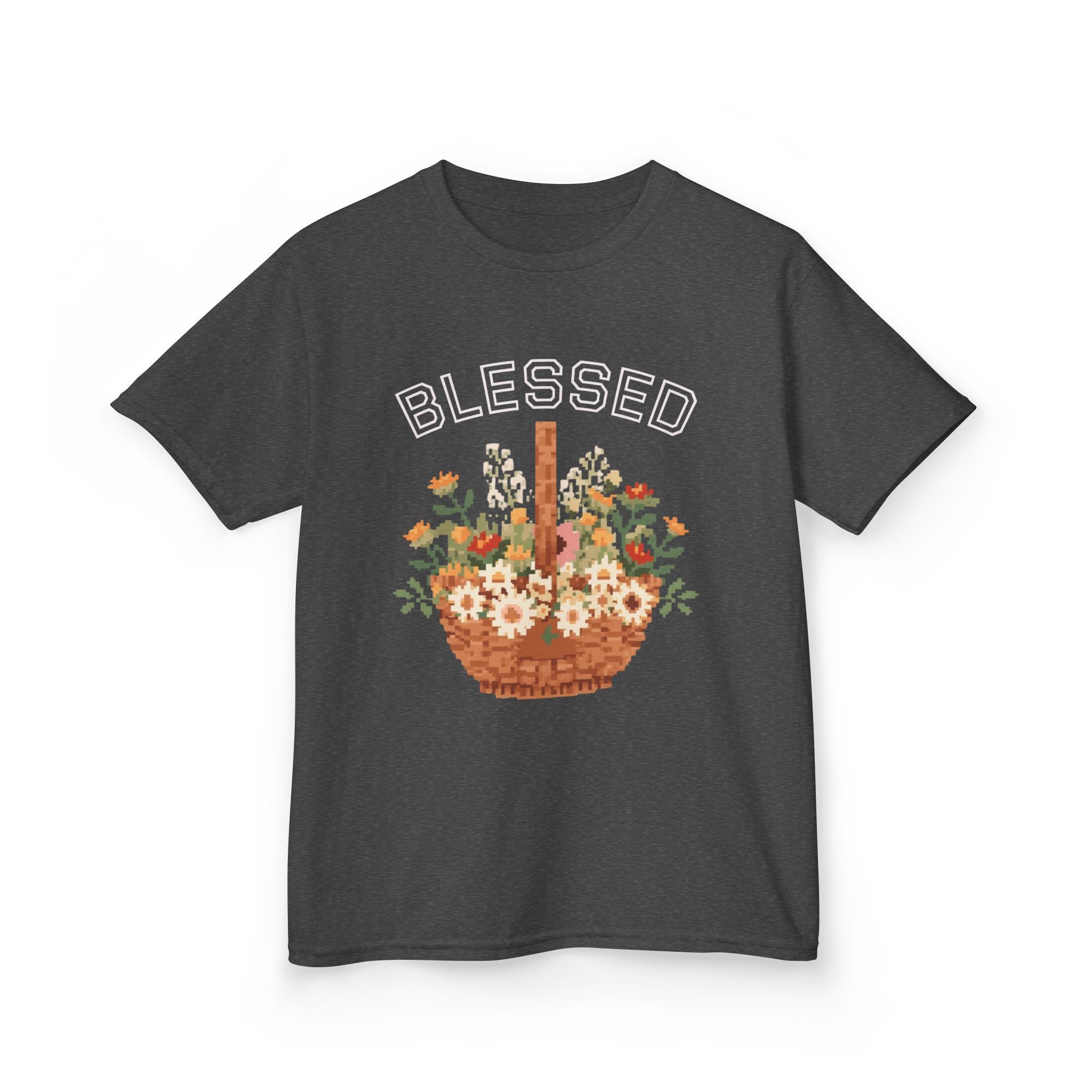 Kids 'Blessed' Floral Basket Tee — Cute Spring Youth T-Shirt