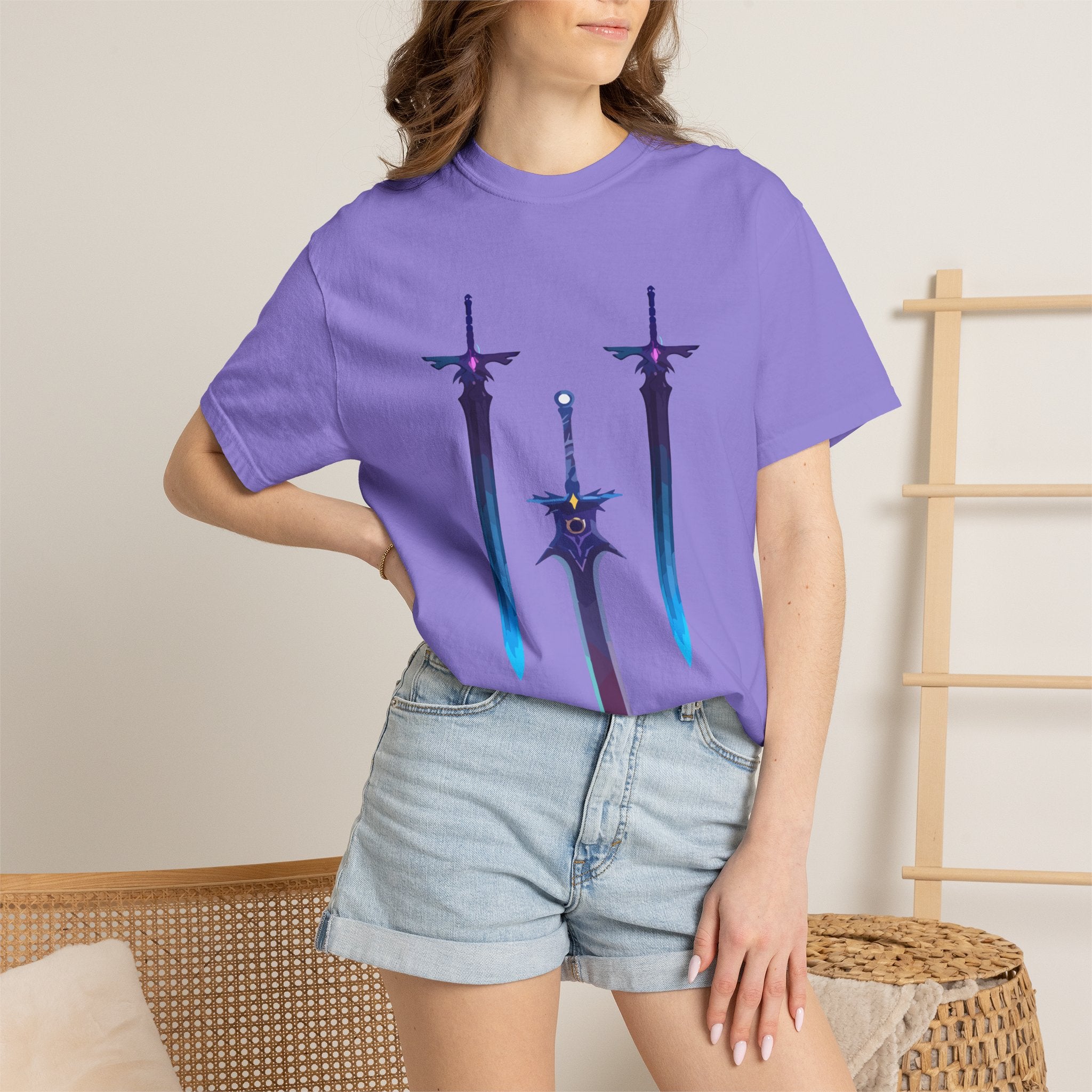 Magical Aura Swords Graphic Printed T-shirt — Pastel Fantasy Magical Swords