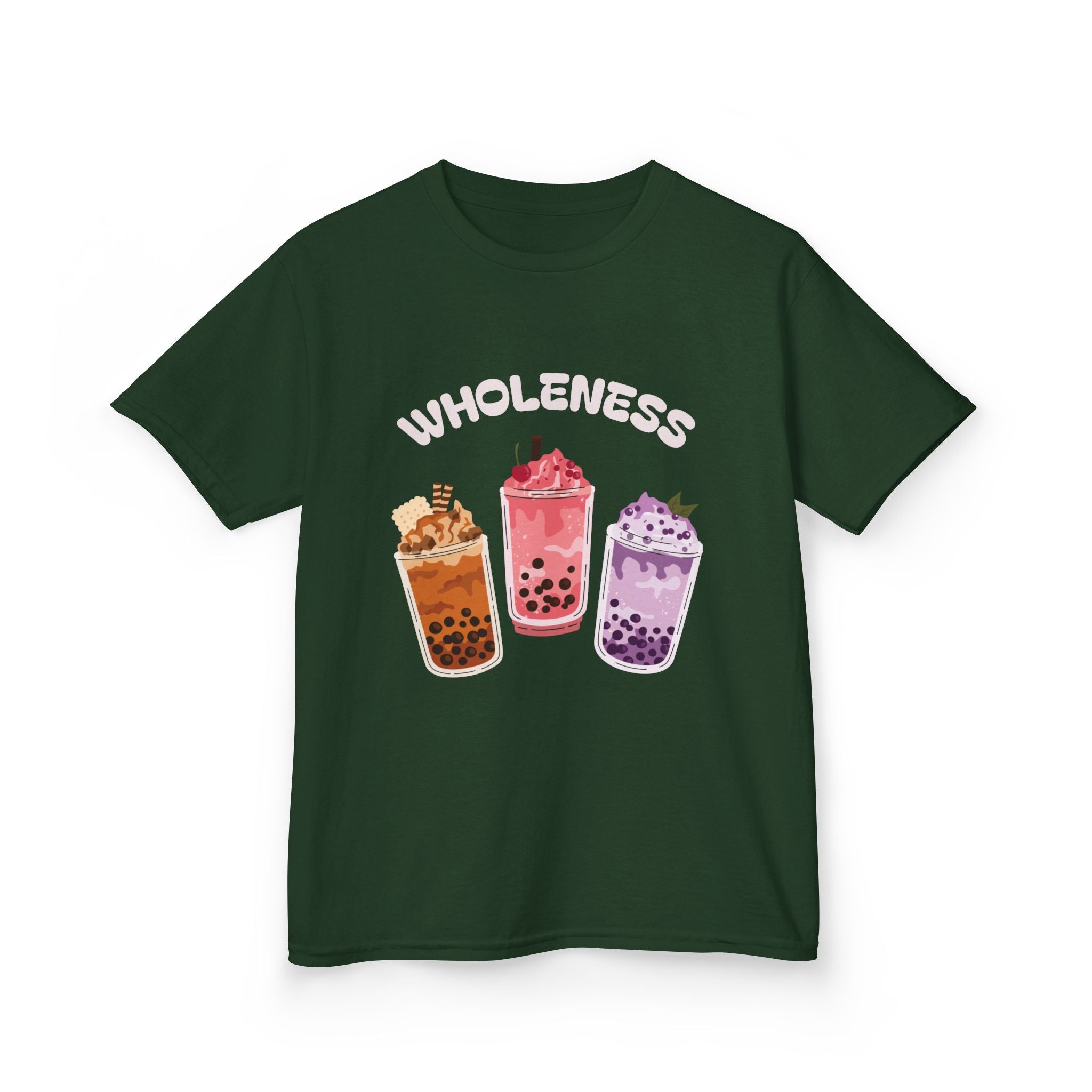 Youth Comfortable Boba Tea "WHOLENESS" Printed T-shirt