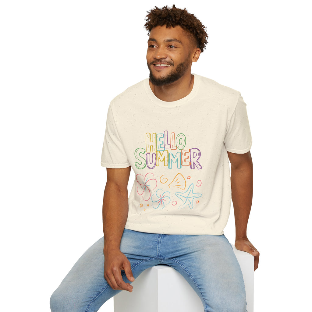 Hello Summer T-Shirt — Pastel Beach Vibes Graphic Tee