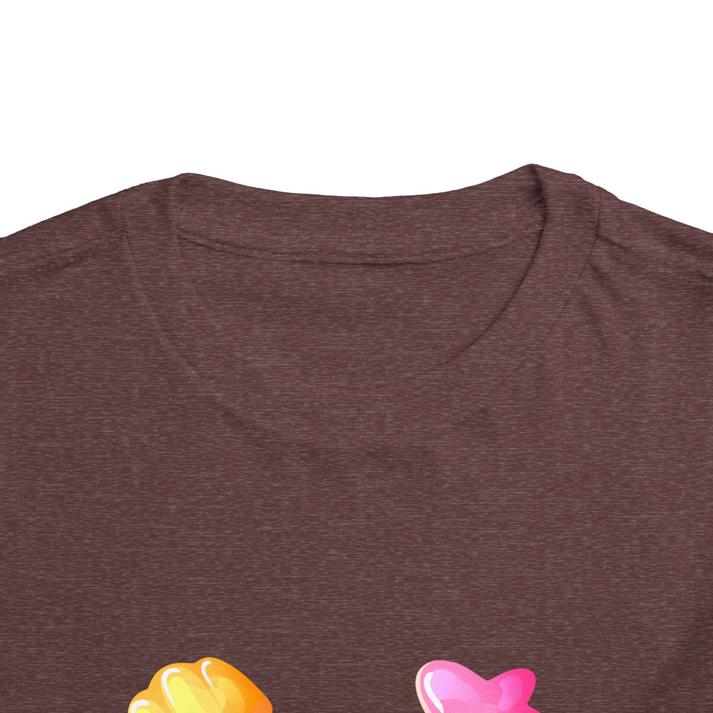 Toddler Candy Shapes Tee — Colorful Candy Heart Star Graphic Shirt for Kids