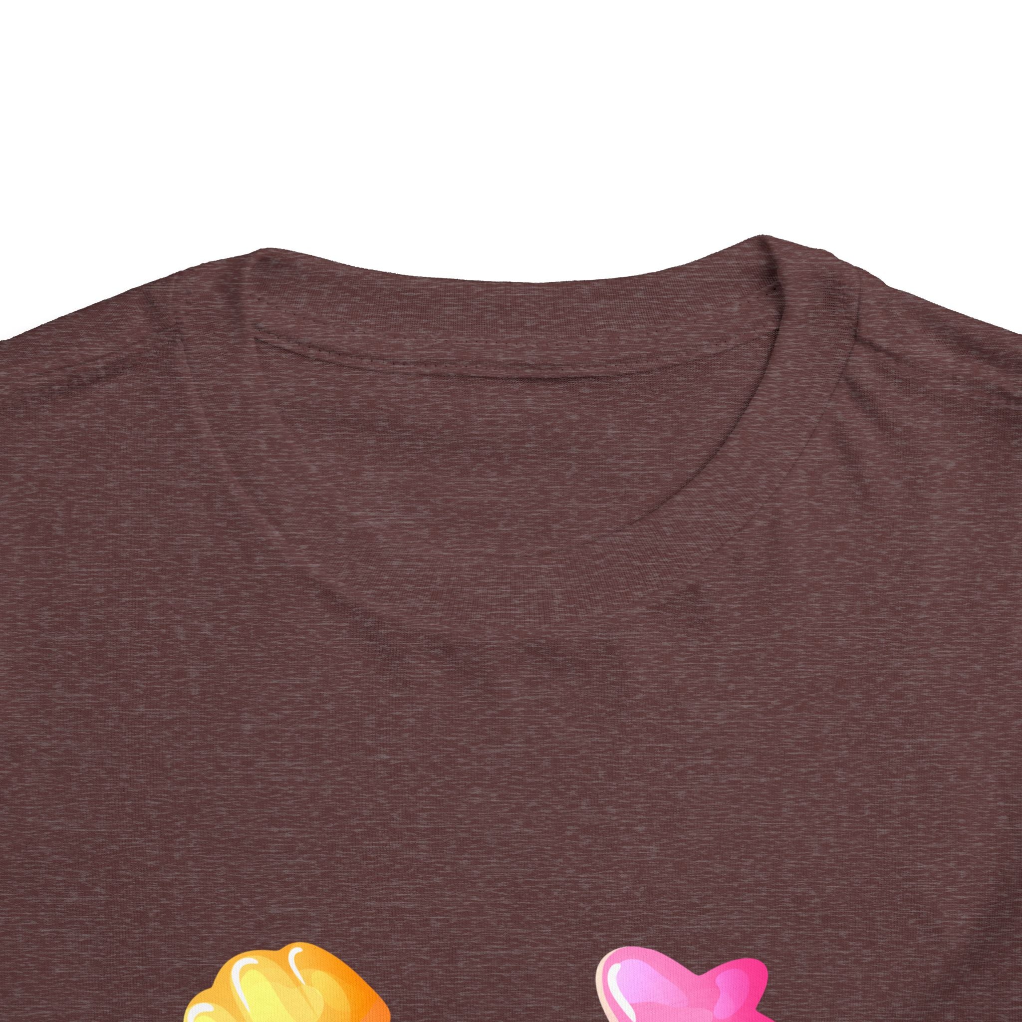 Toddler Candy Shapes Tee — Colorful Candy Heart Star Graphic Shirt for Kids