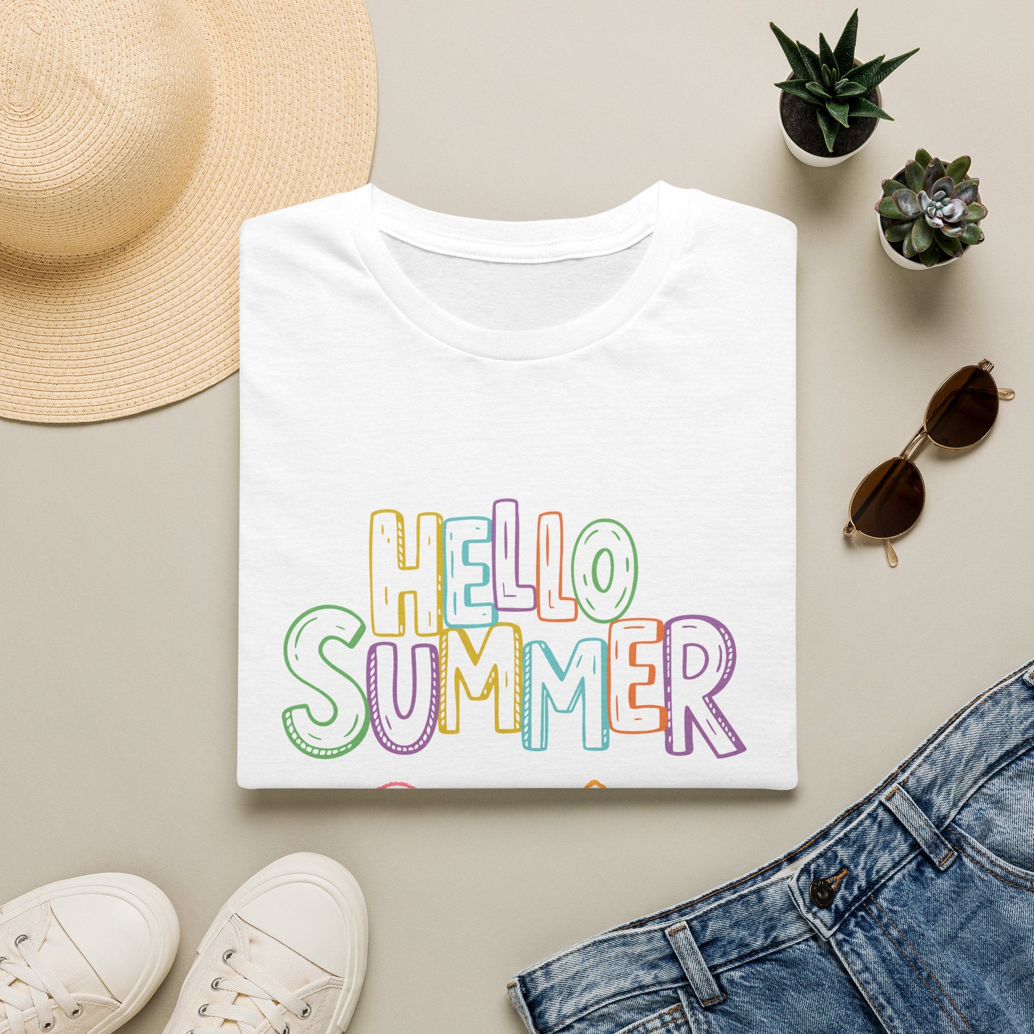 Hello Summer T-Shirt — Pastel Beach Vibes Graphic Tee