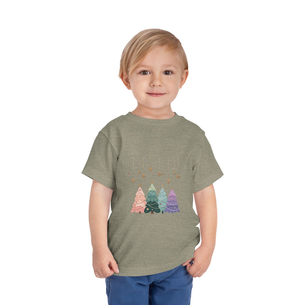 Toddler Tee — Pastel Rainbow Christmas Trees Holiday Shirt