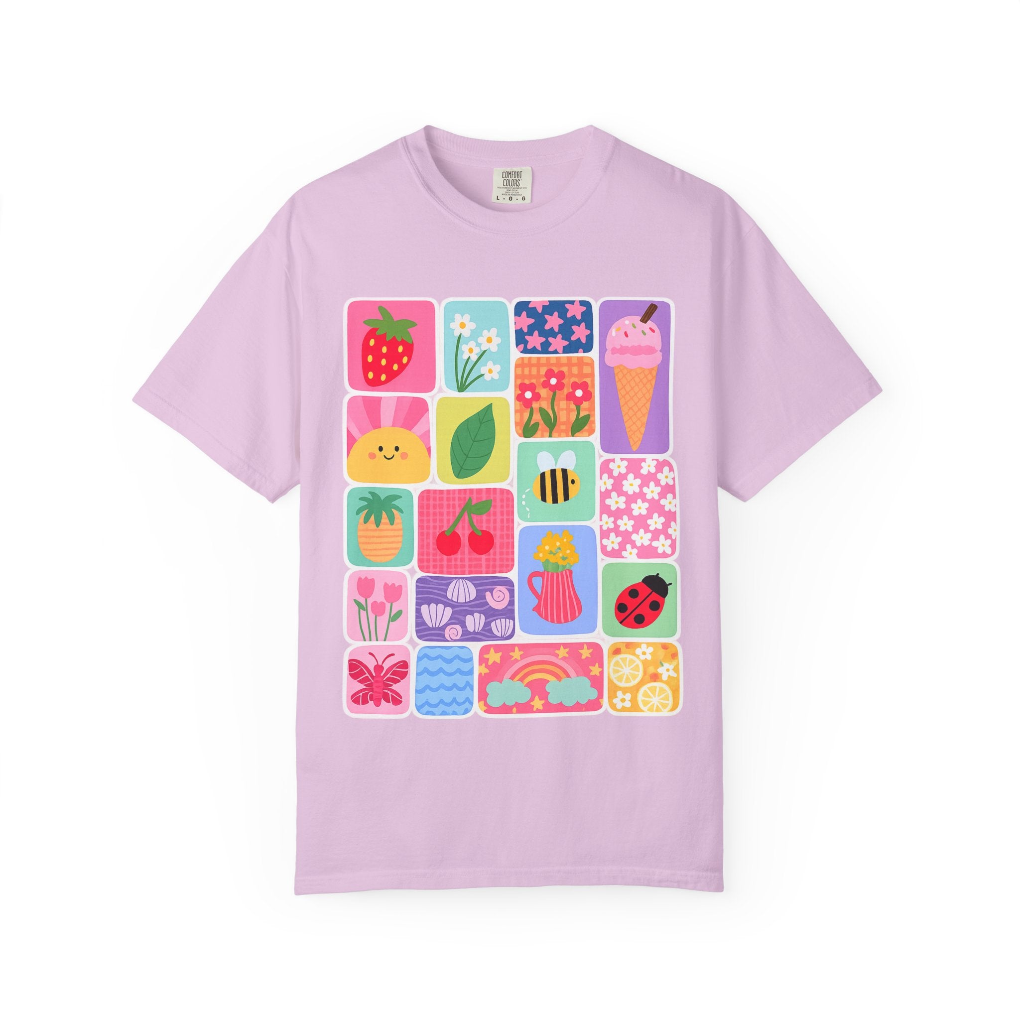 Retro Cute Icons Summer T-Shirt — Colorful Illustration Tee