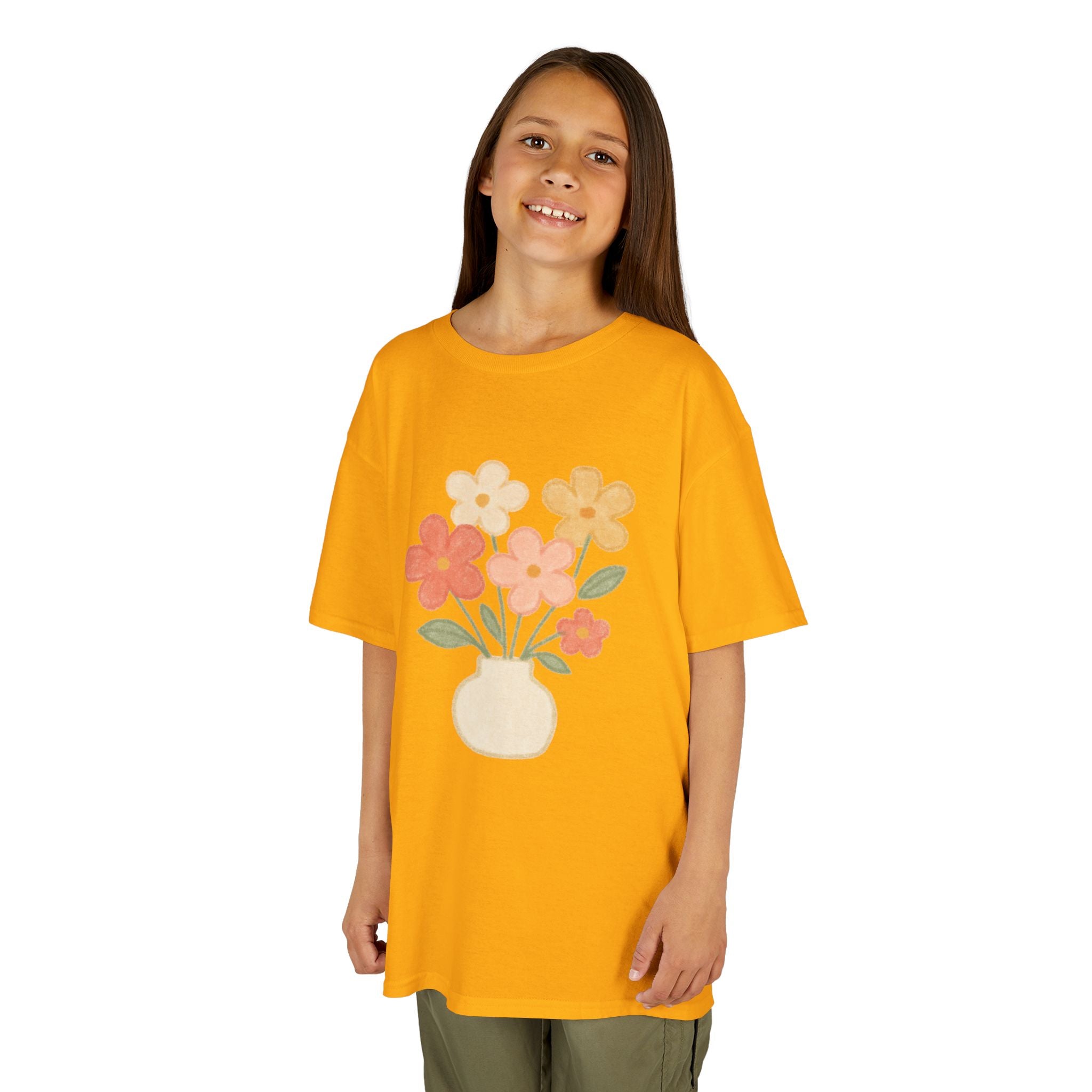 Kids Floral Vase Tee — Cute Retro Flower Graphic Shirt for Children