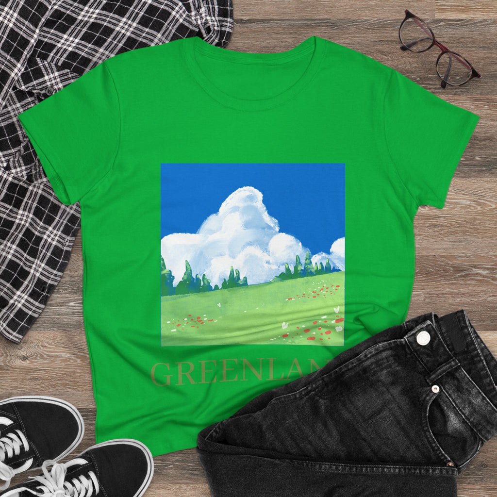 Greenland Scenic Tee — Pastel Meadow Graphic T‑Shirt