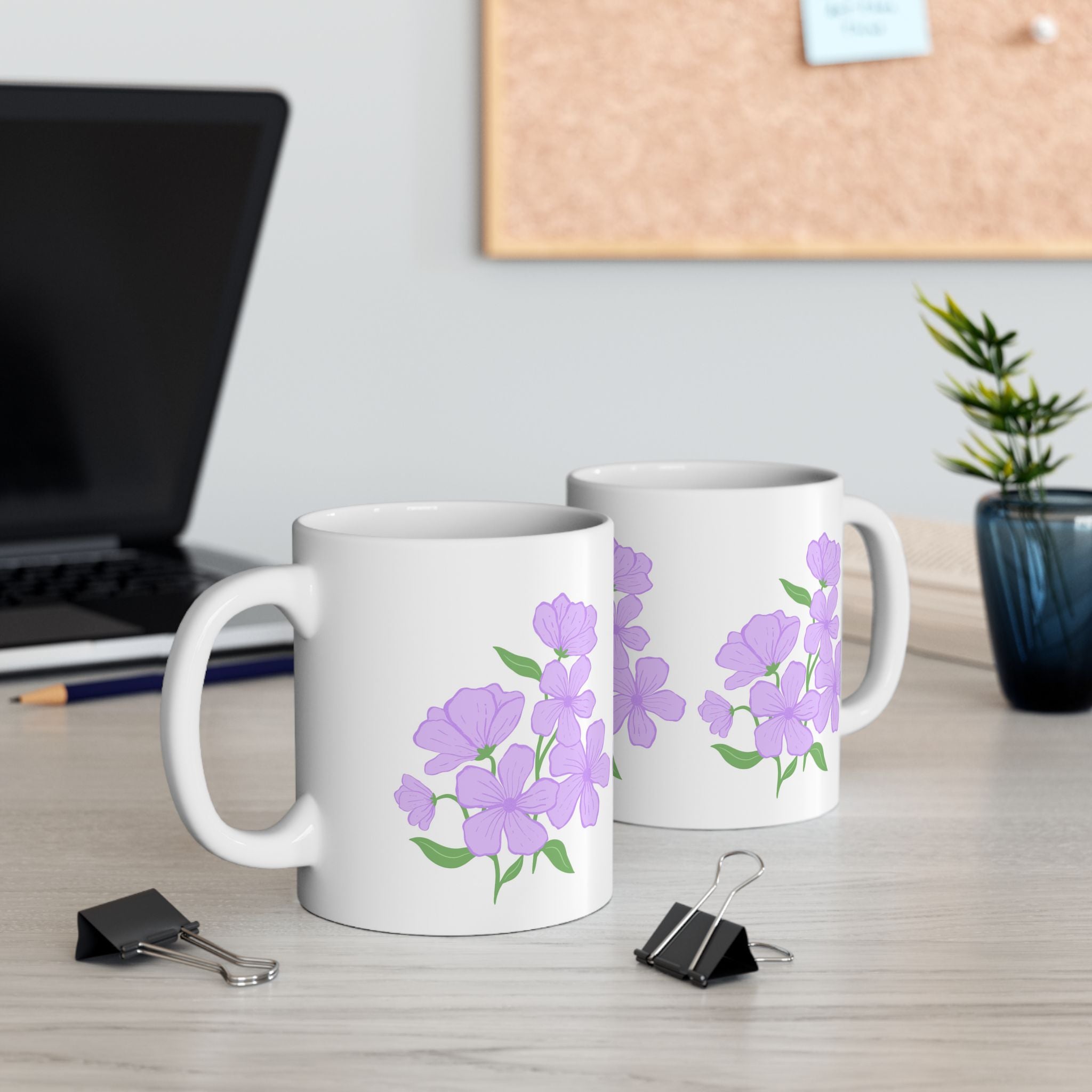 Floral Phlox Ceramic Mug — Purple Flower Coffee Cup (11oz & 15oz)