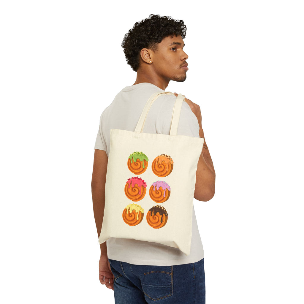 Colorful Roll Pastry Pattern Cotton Canvas Tote Bag – Pastry Print Shopper