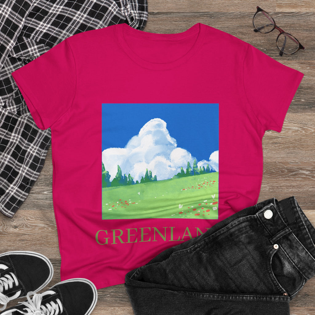 Greenland Scenic Tee — Pastel Meadow Graphic T‑Shirt