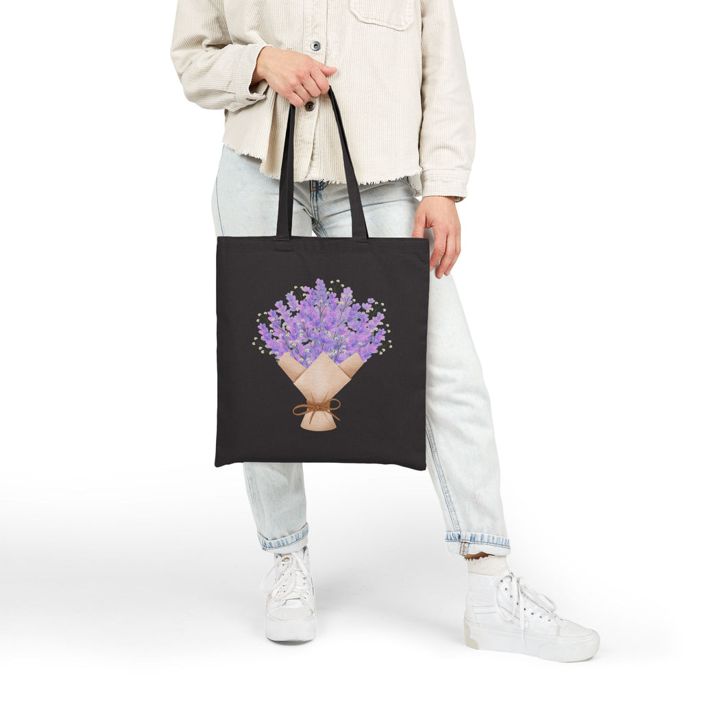 Lavender Flowers Bouquet Canvas Tote — Floral 100% Cotton Tote Bag