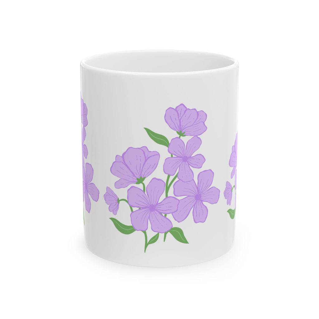 Floral Phlox Ceramic Mug — Purple Flower Coffee Cup (11oz & 15oz)