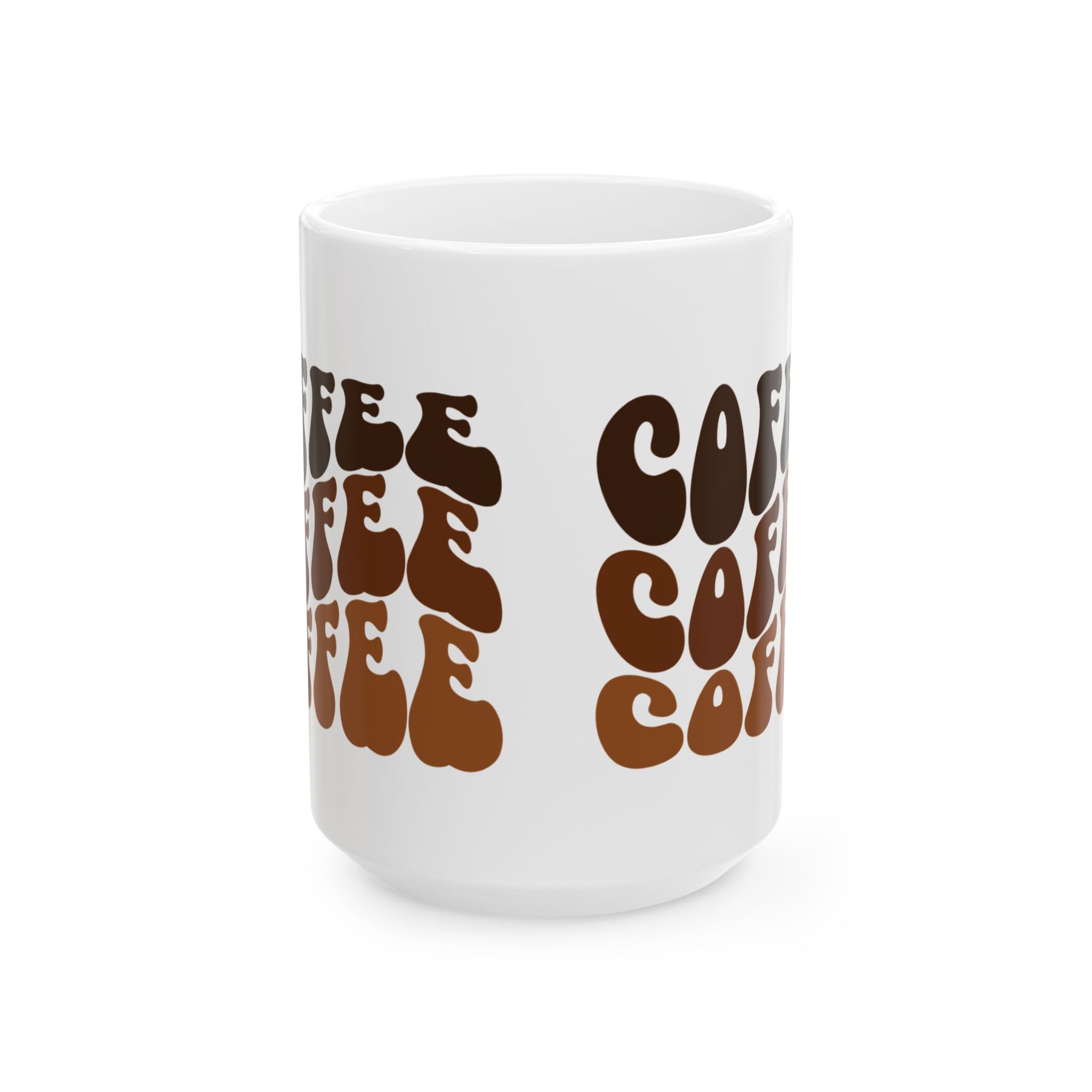 Coffee Text Ceramic Mug — 11oz & 15oz Coffee Cup