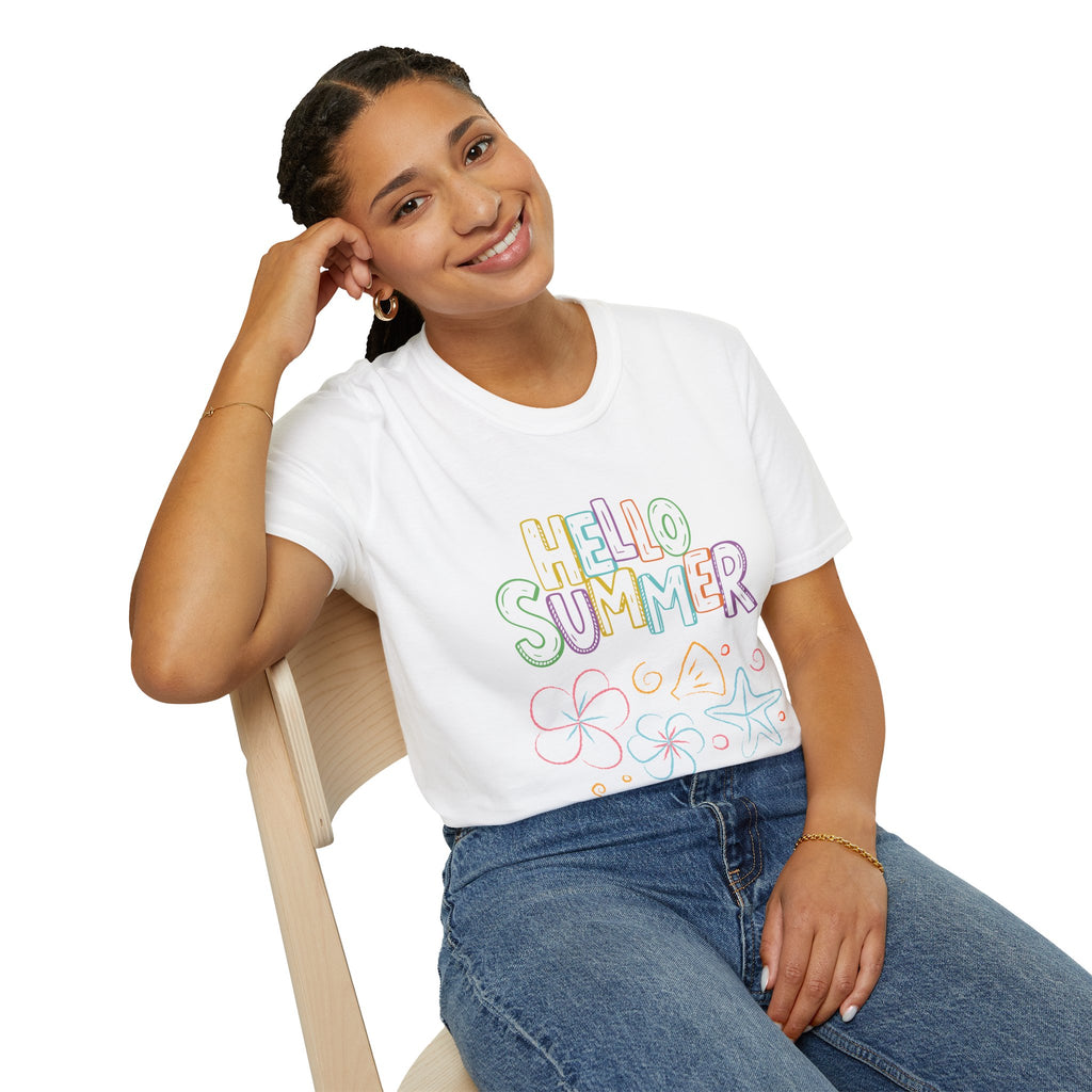 Hello Summer T-Shirt — Pastel Beach Vibes Graphic Tee