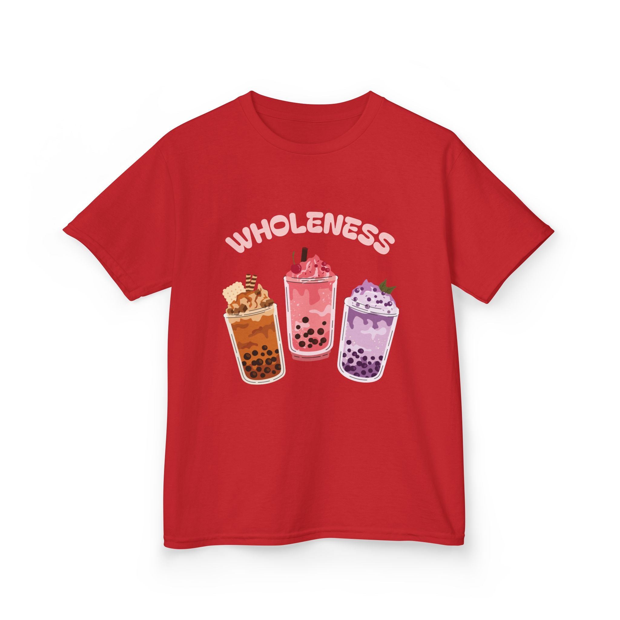 Youth Comfortable Boba Tea "WHOLENESS" Printed T-shirt